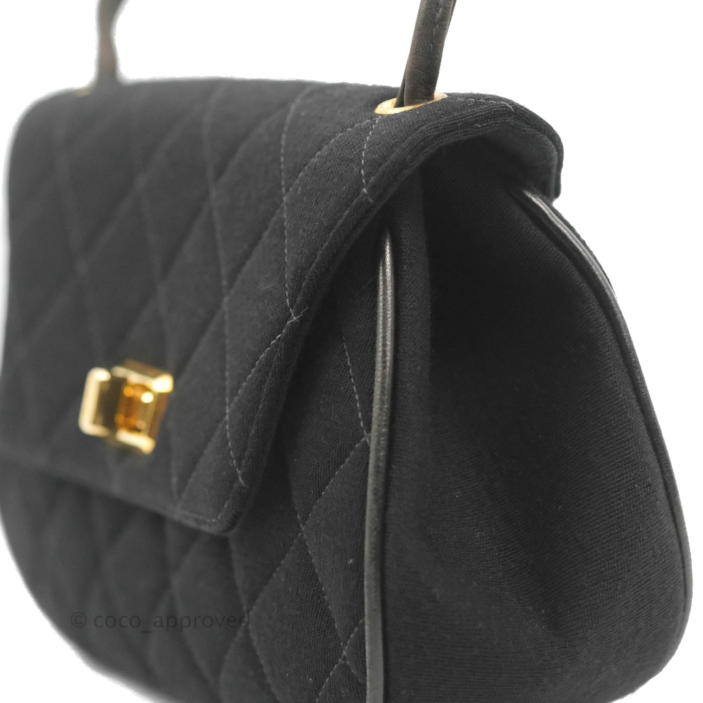Chanel Vintage Small Quilted Jersey Mademoiselle Top Handle Flap Bag Black