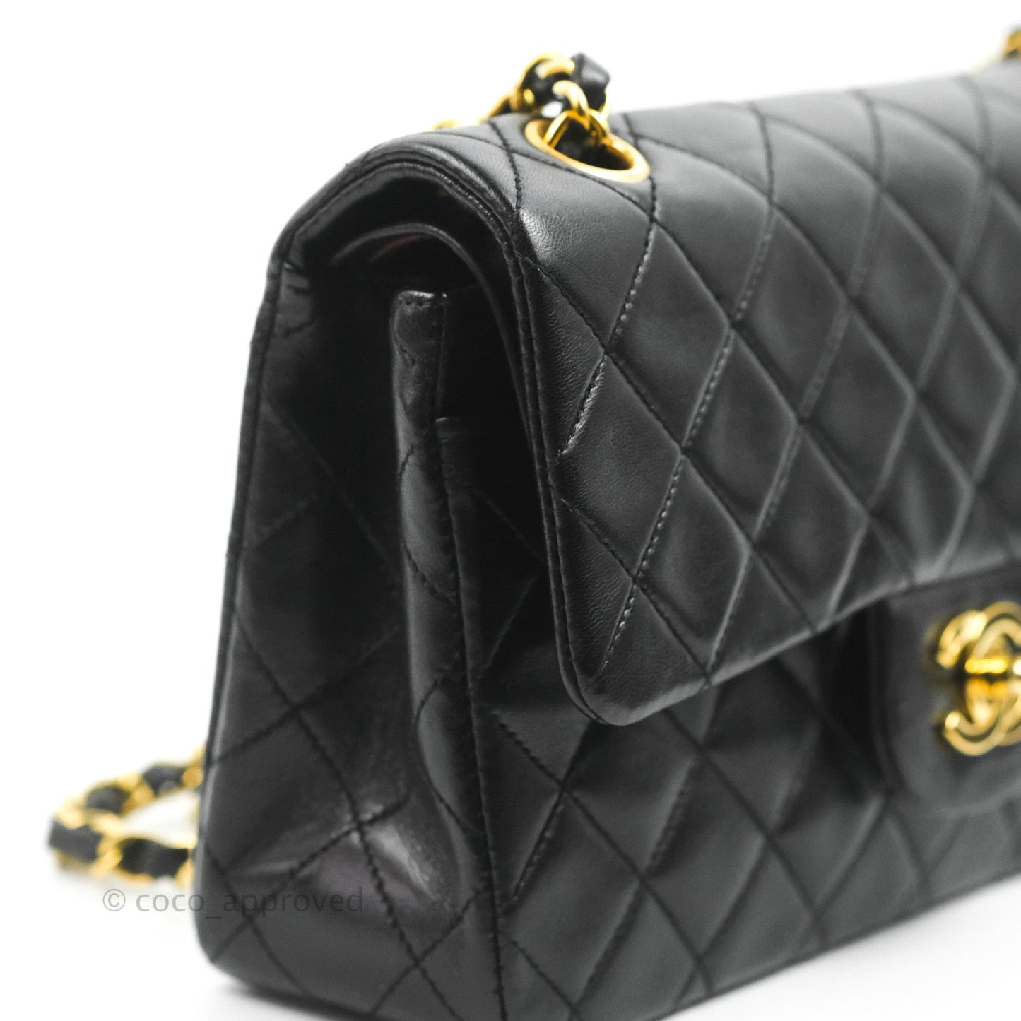 Chanel Vintage Classic Small S/M Flap Black Lambskin 24K Gold Hardware