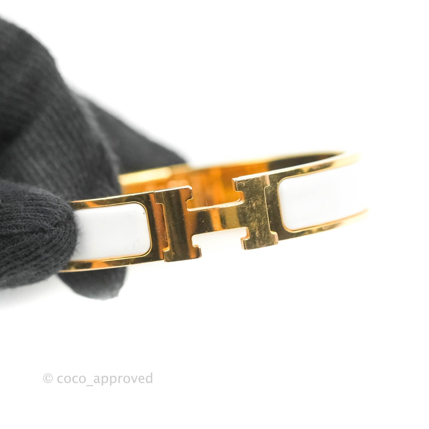 Hermès Clic H Bracelet White Rose Gold PM