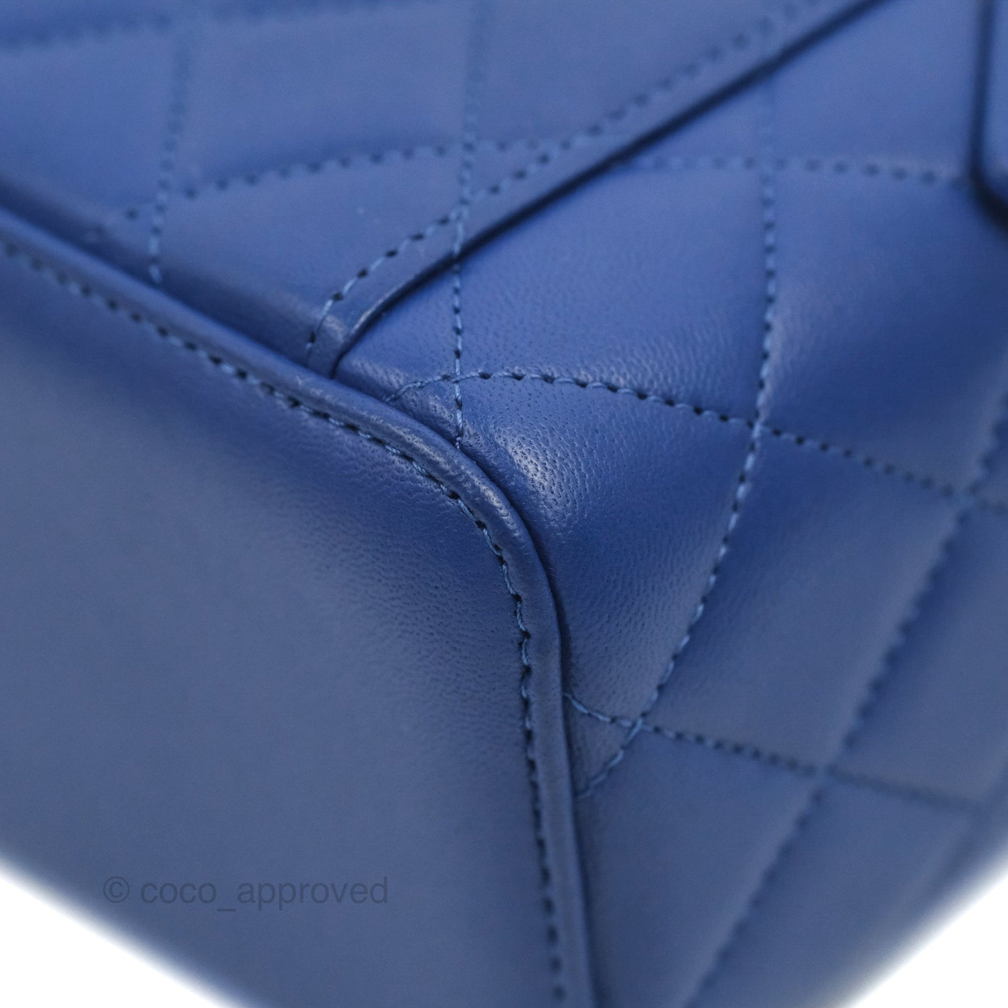 Chanel Vanity Rectangular Top Handle Blue Lambskin Gold Hardware