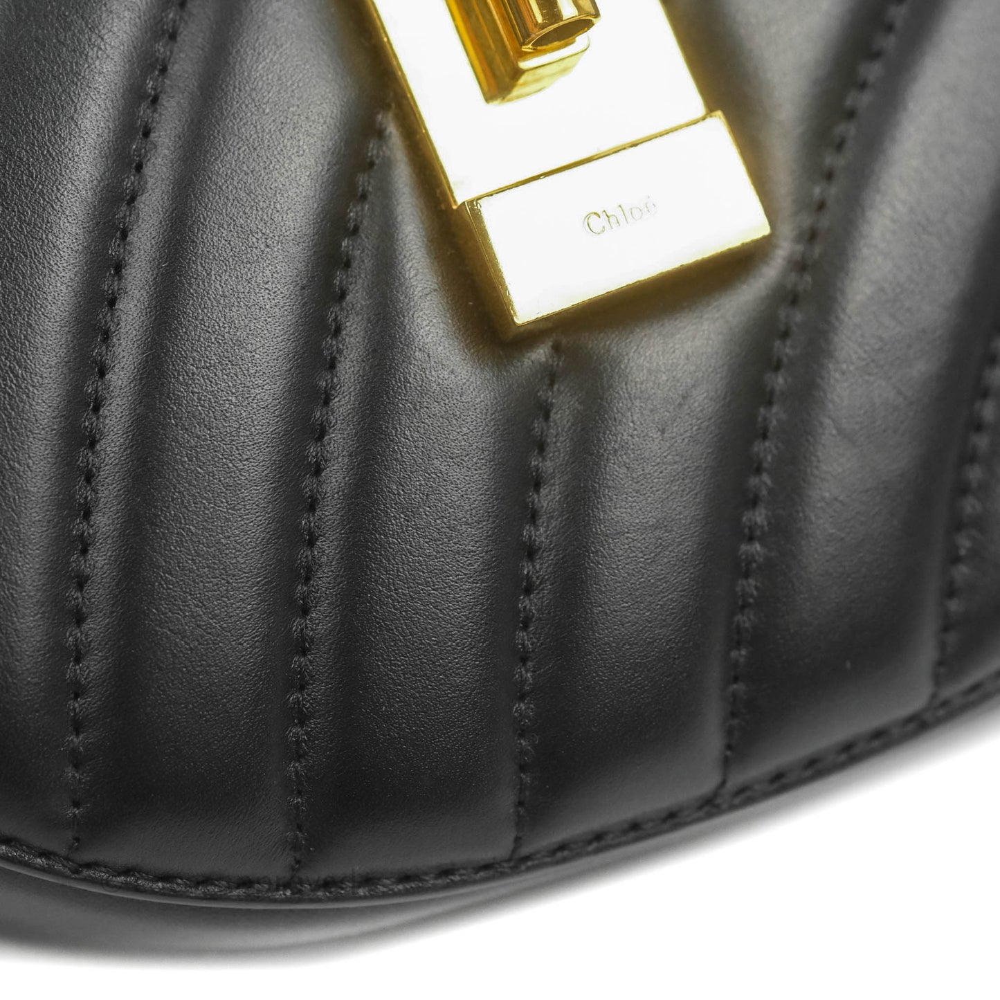 Chloe Quilted Mini Drew Bijou Crossbody Bag Black Smooth Calfskin Gold Hardware