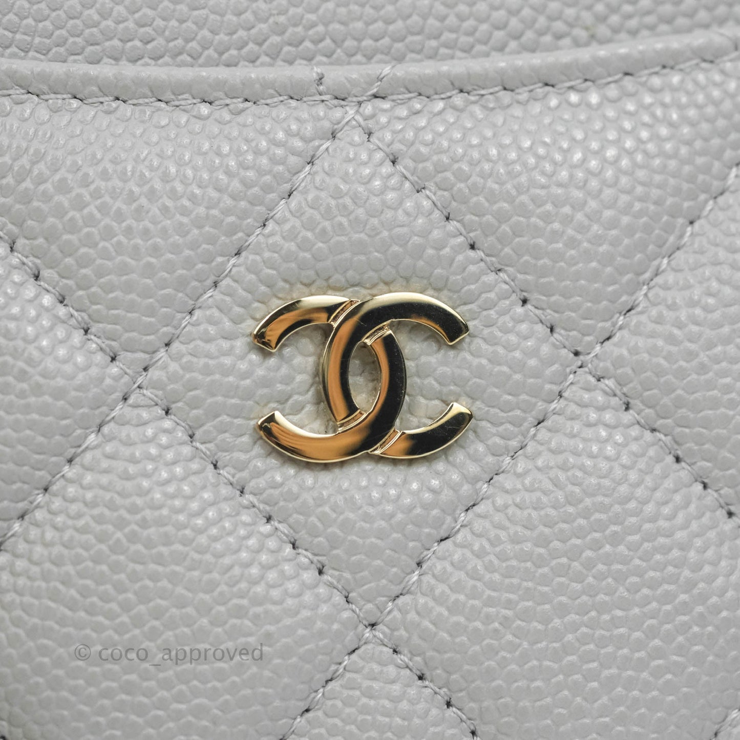 Chanel Classic Caviar Flat Card Holder Grey Gold Hardware 21A