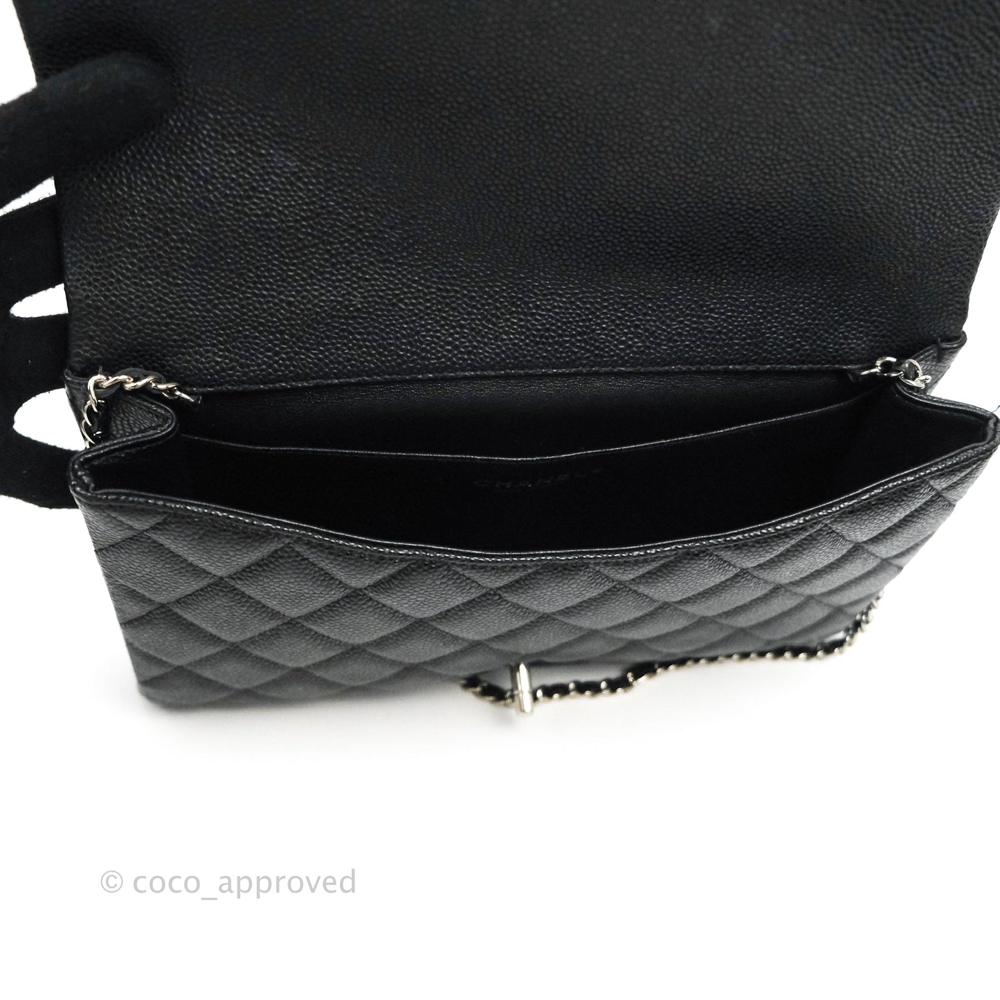 Chanel Quilted Clutch with Chain Black Caviar Silver Hardware