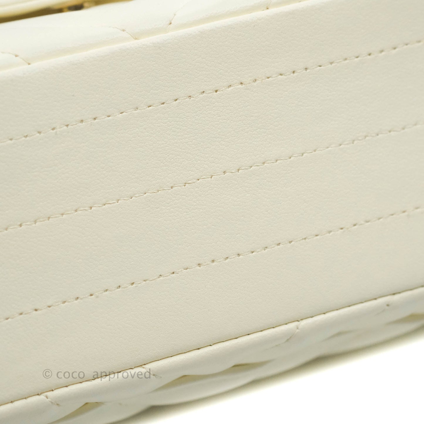 Chanel Classic Chevron S/M Small Double Flap Ivory White Lambskin Gold Hardware