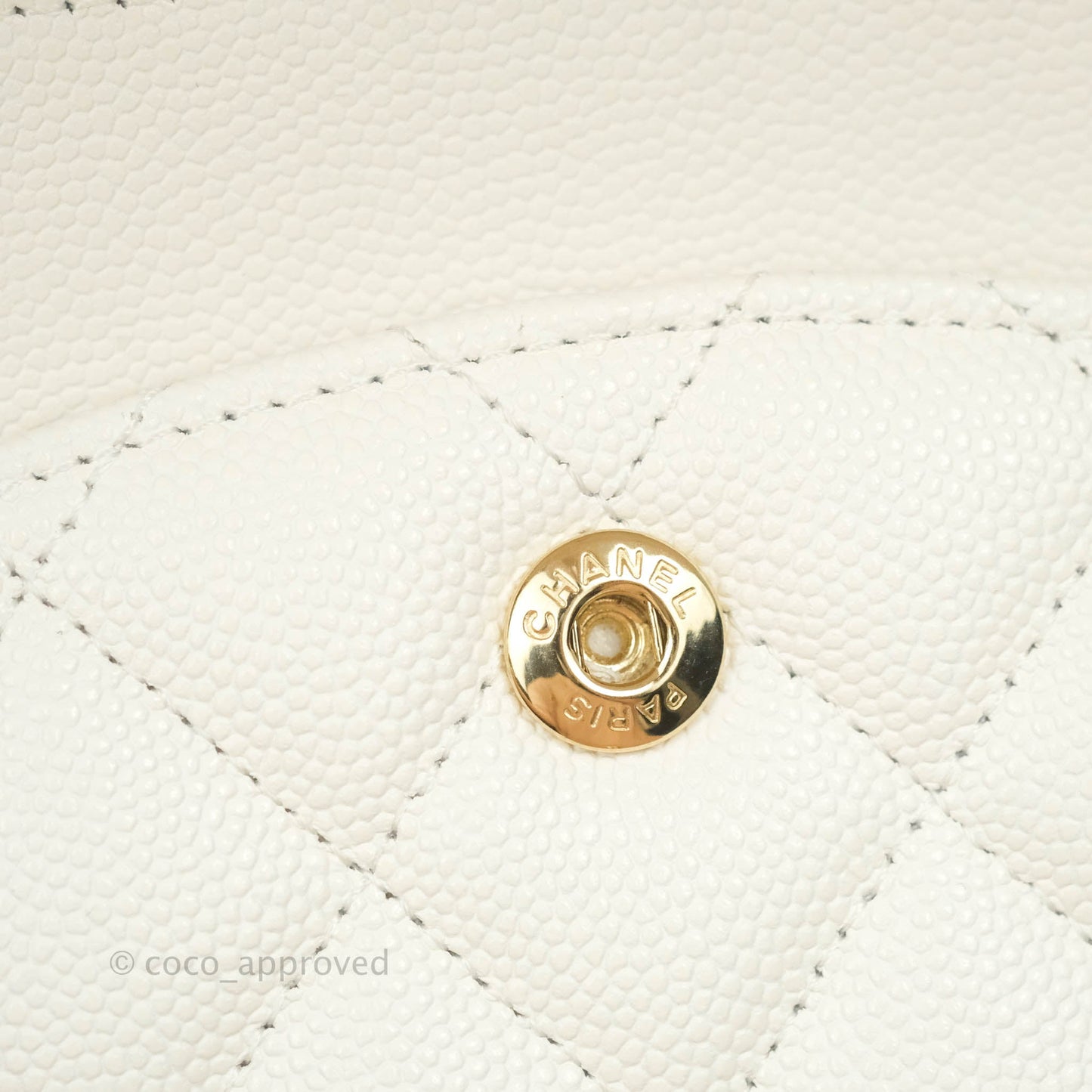 Chanel Classic M/L Medium Double Flap White Caviar Gold Hardware 21B
