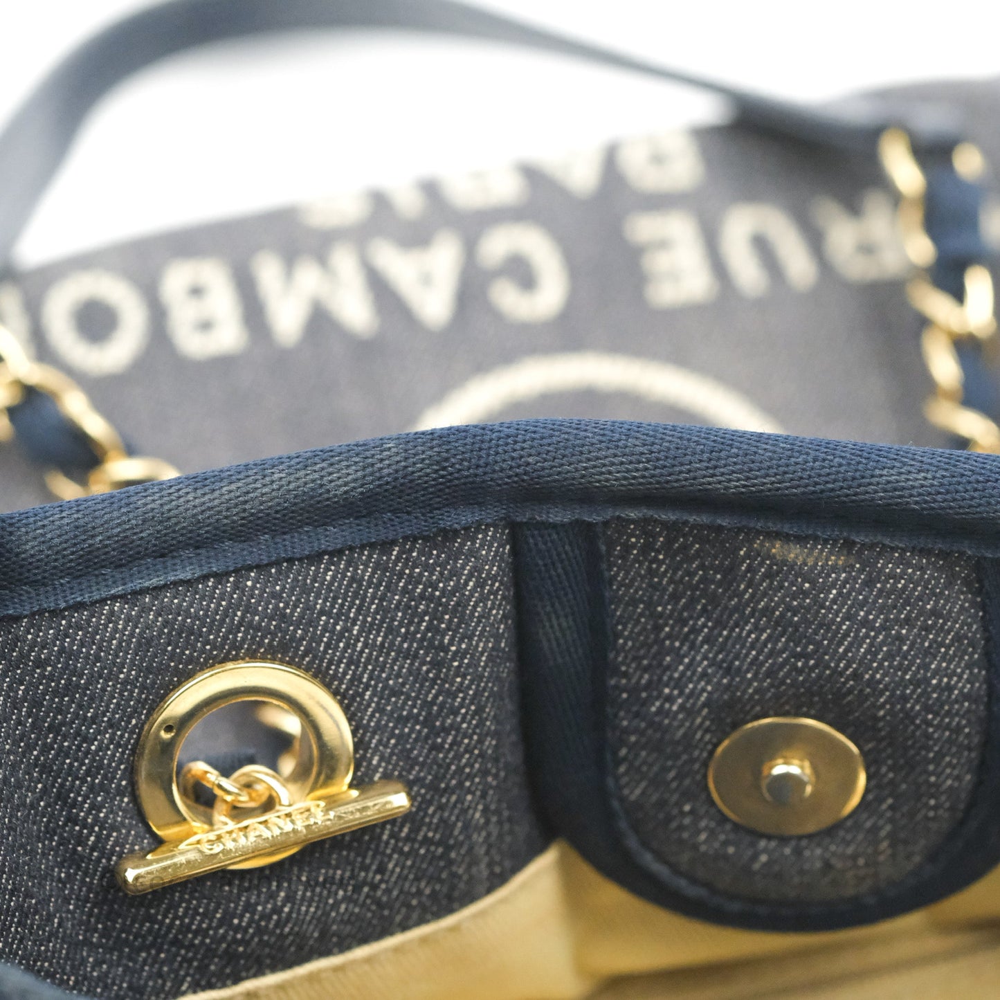Chanel Mini Deauville Denim Gold Hardware Tote