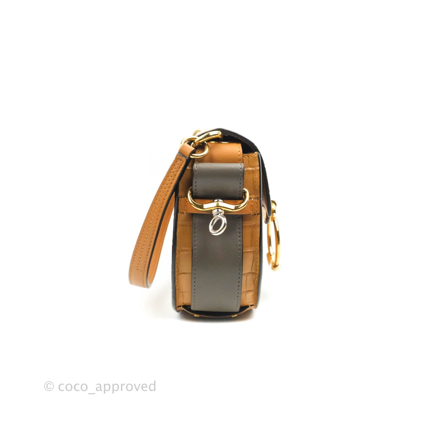 Chloe Small Croc-Embossed Tess Brown Bag