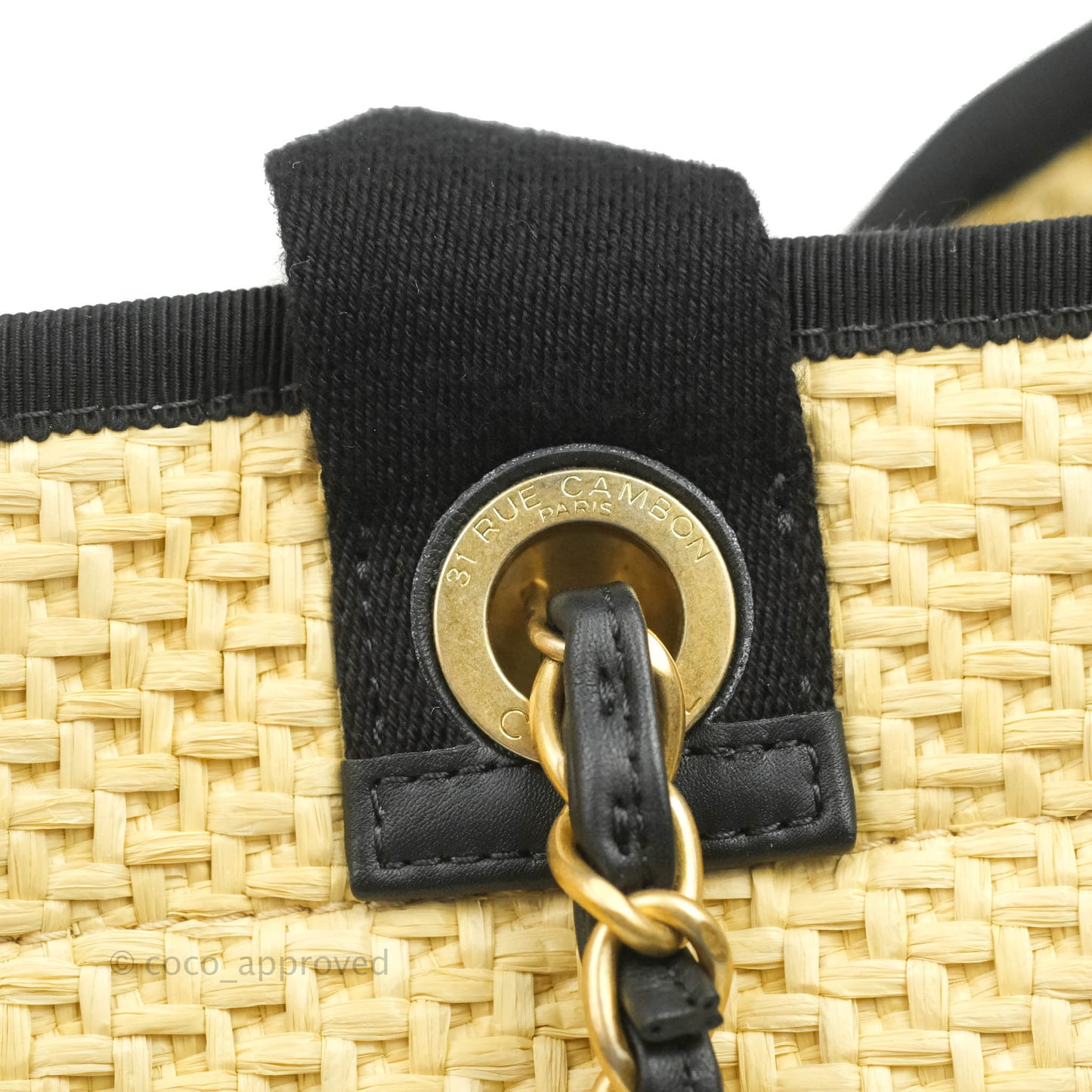 Chanel Large Deauville Tote Woven Chain Leather Logo 21S