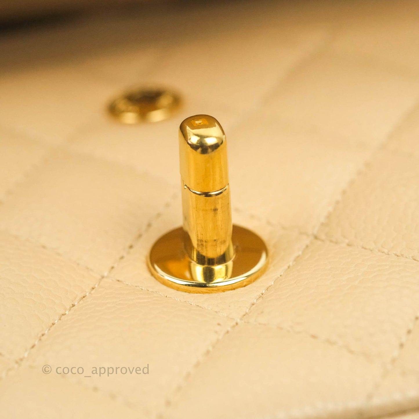 Chanel Classic M/L Medium Flap Quilted Beige Caviar Gold Hardware