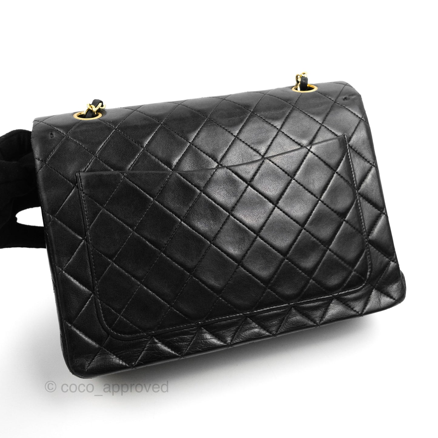 Chanel Vintage Square Flap Bag Black Lambskin 24K Gold Hardware