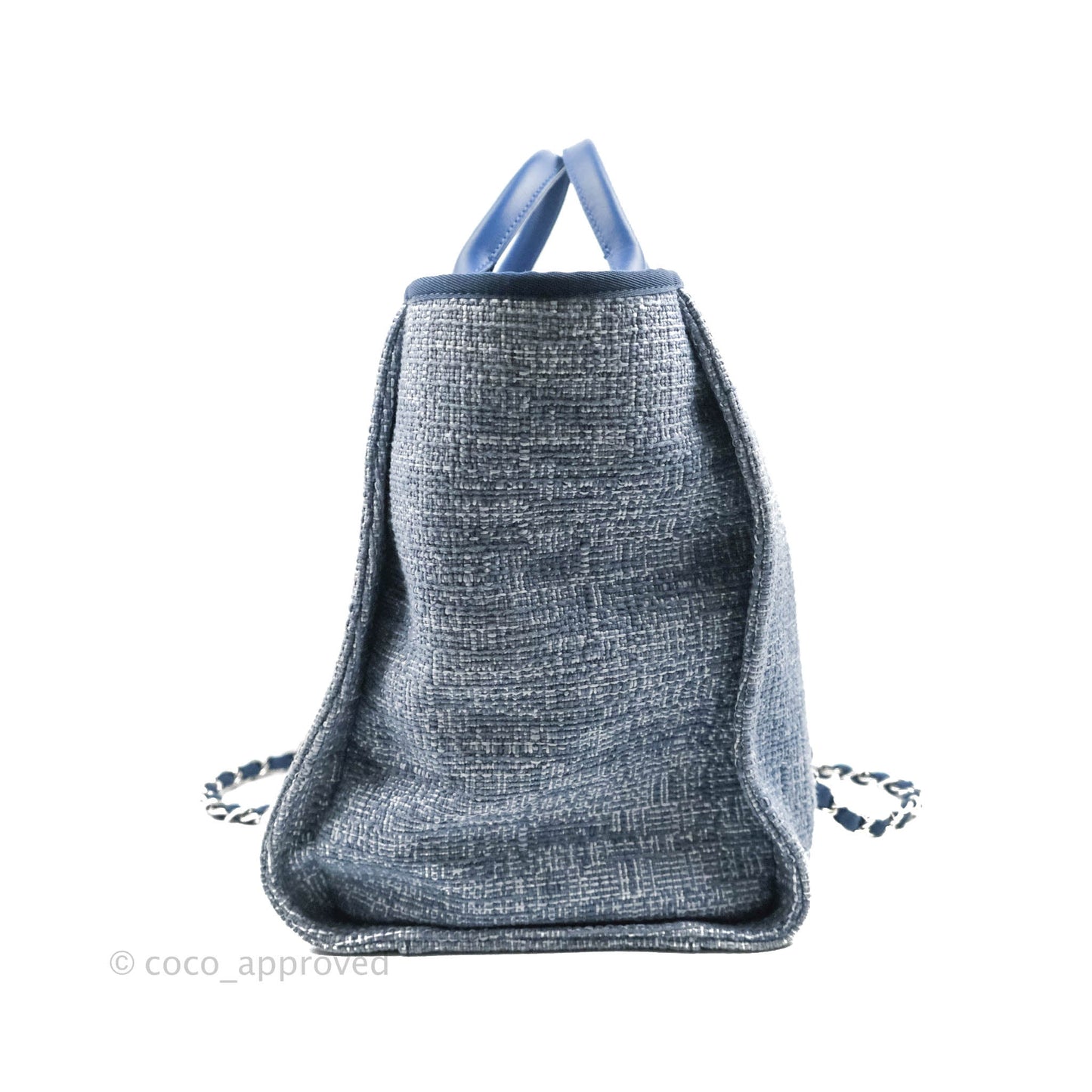 Chanel Large Deauville Blue Canvas Silver Hardware