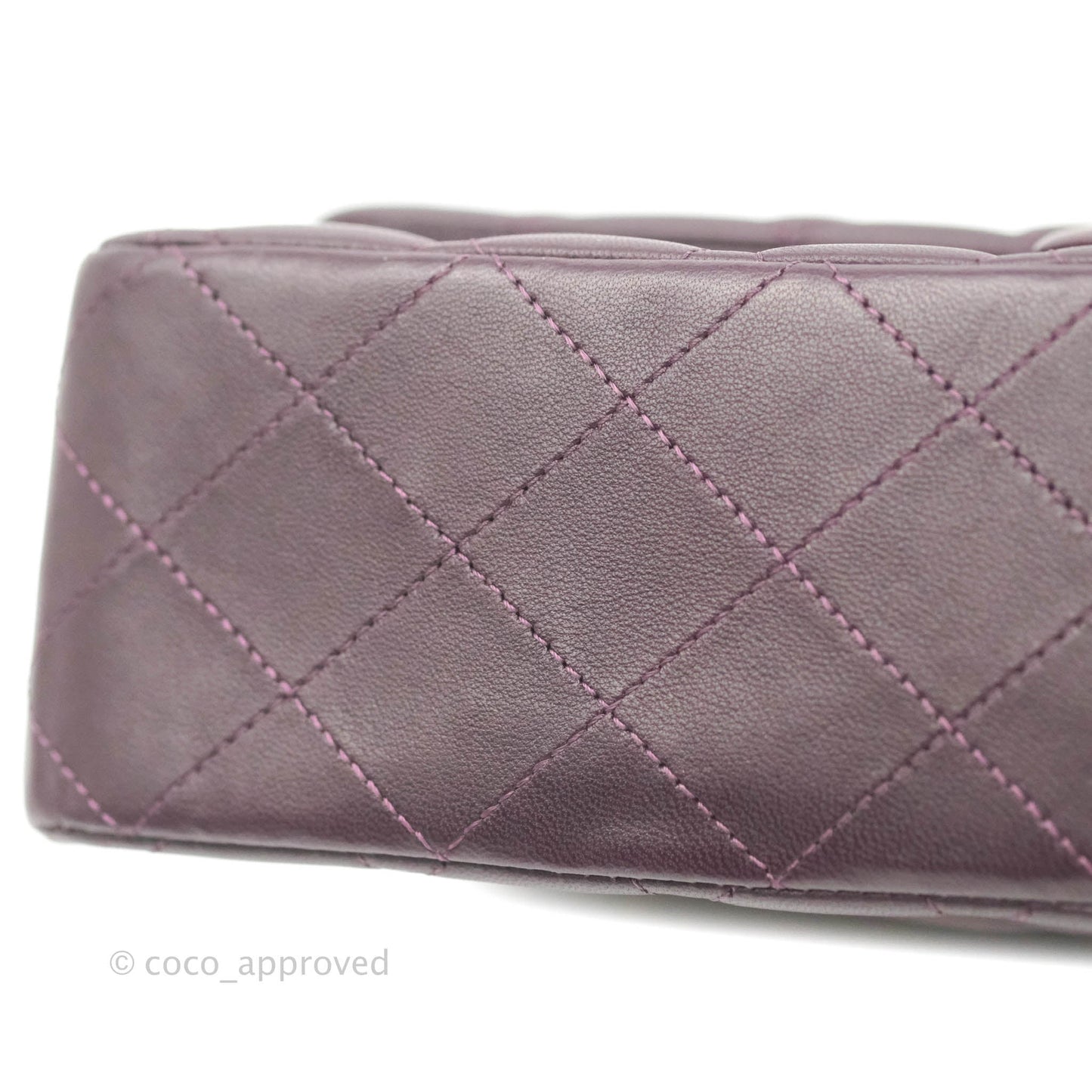 Chanel Classic M/L Medium Flap Quilted Purple Burgundy Lambskin Silver Hardware
