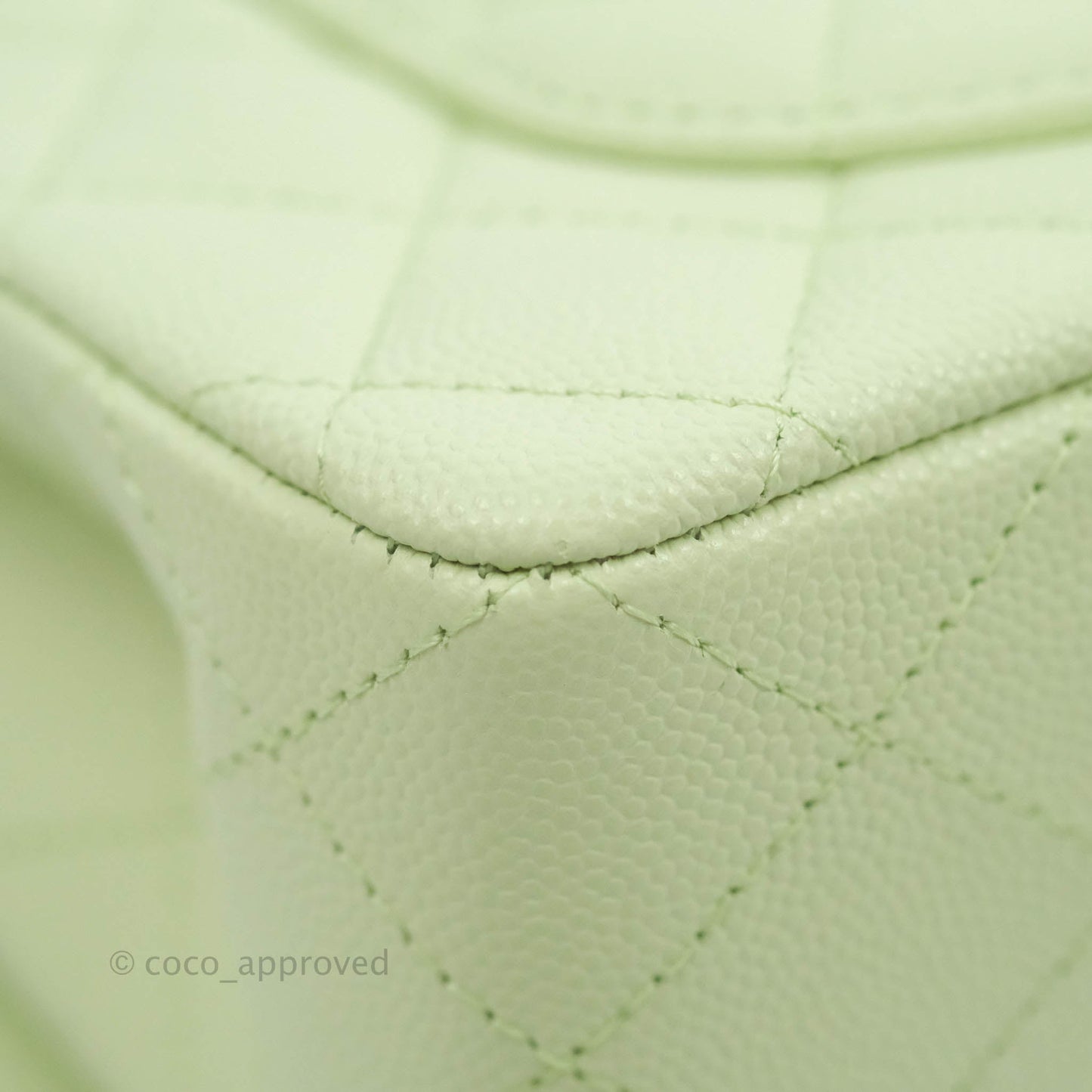 Chanel Small Classic Quilted Flap Pastel Green Caviar Gold Hardware