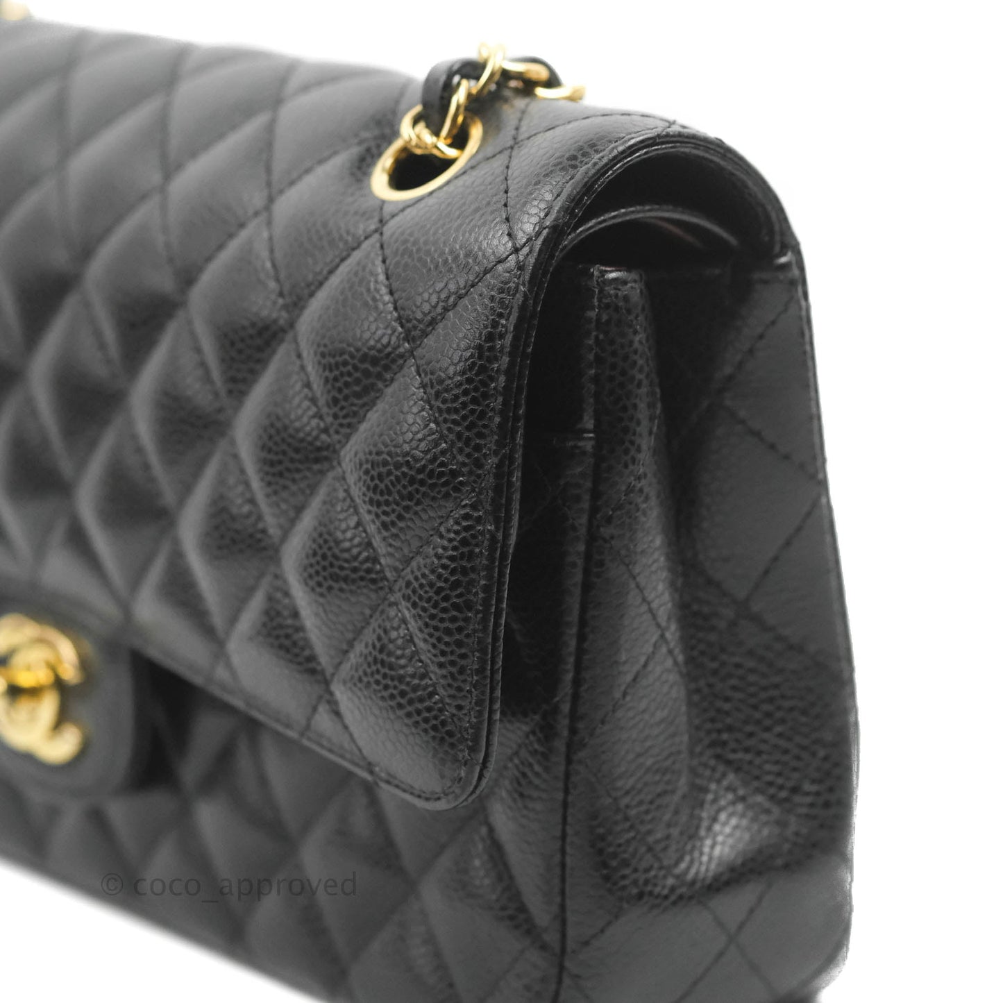 Chanel Classic M/L Medium Double Flap Black Caviar Gold Hardware