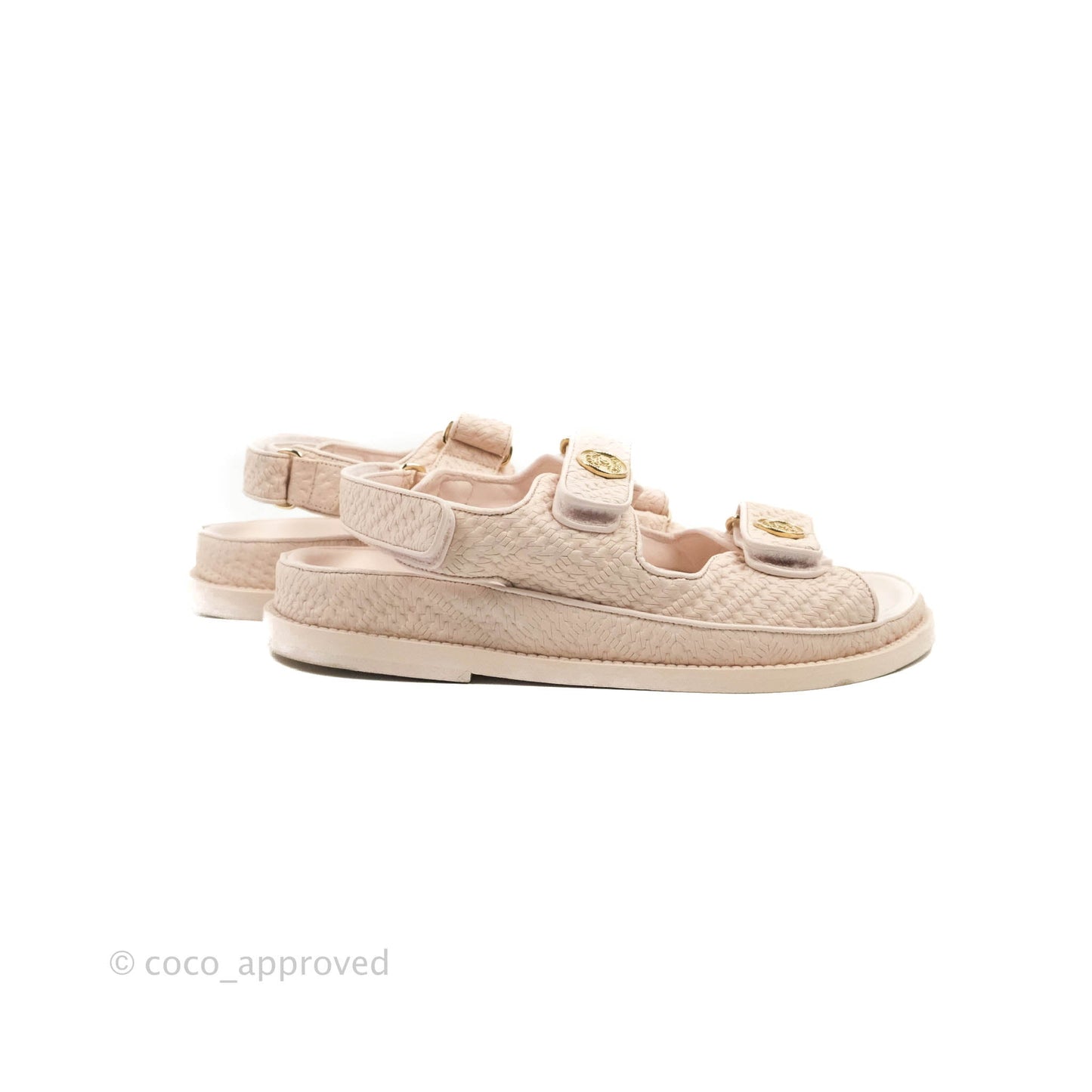 Chanel Dad Sandals Medallion Light Pink Size 37