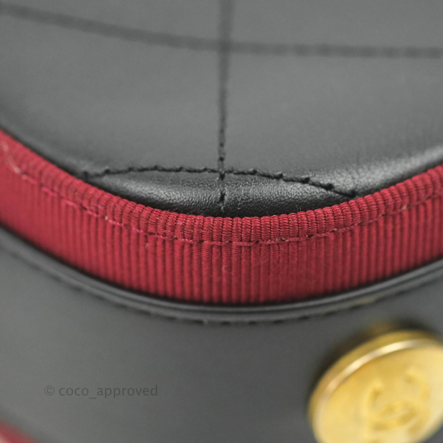 Chanel Small Button Up Camera Case Bag Black Calfskin Grosgrain Aged Gold Hardware