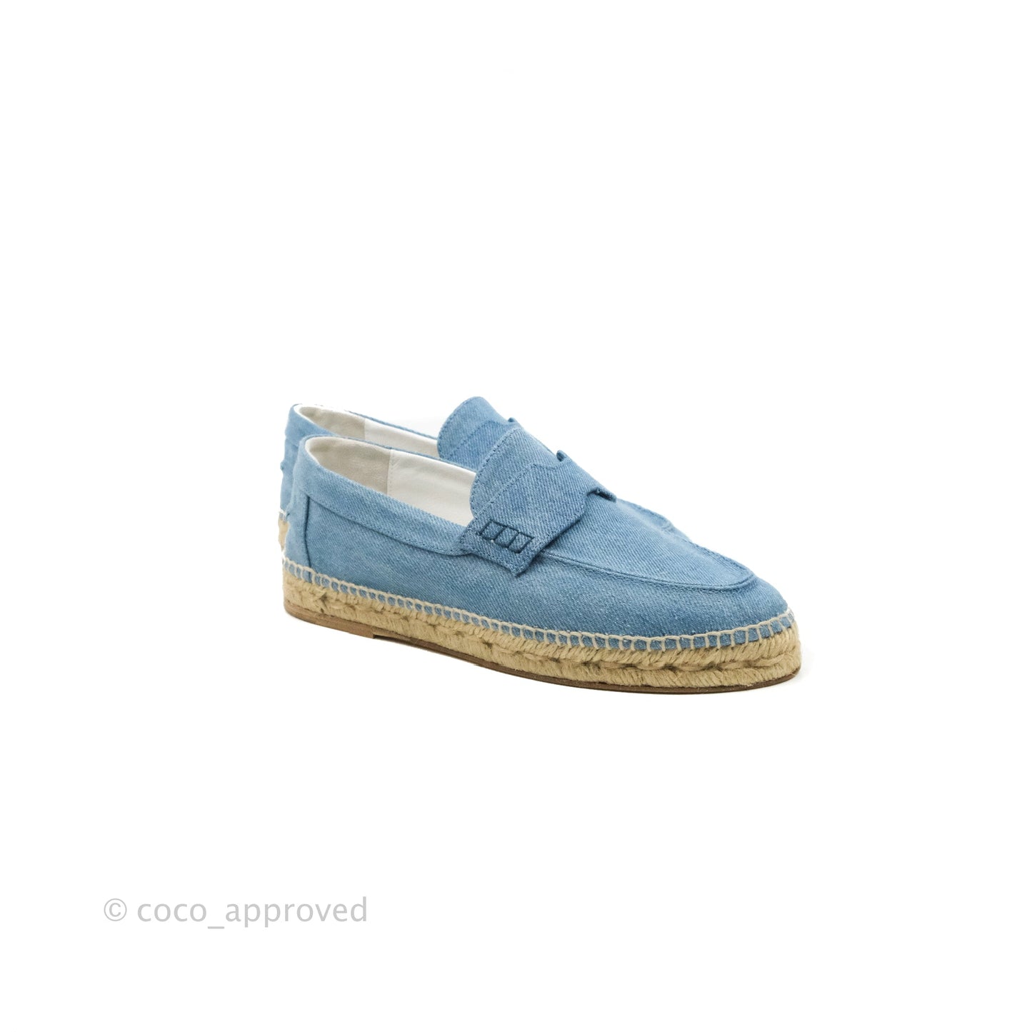 Hermes Denim Canvas Trip Espadrilles Bleu Clair Size 36