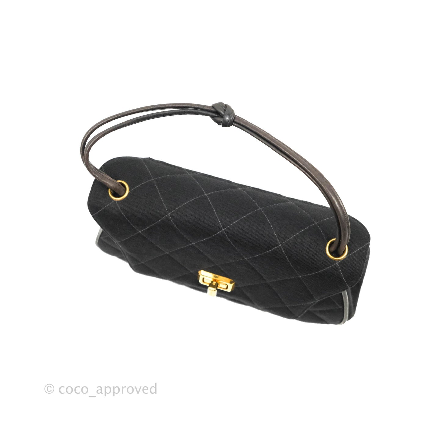 Chanel Vintage Small Quilted Jersey Mademoiselle Top Handle Flap Bag Black