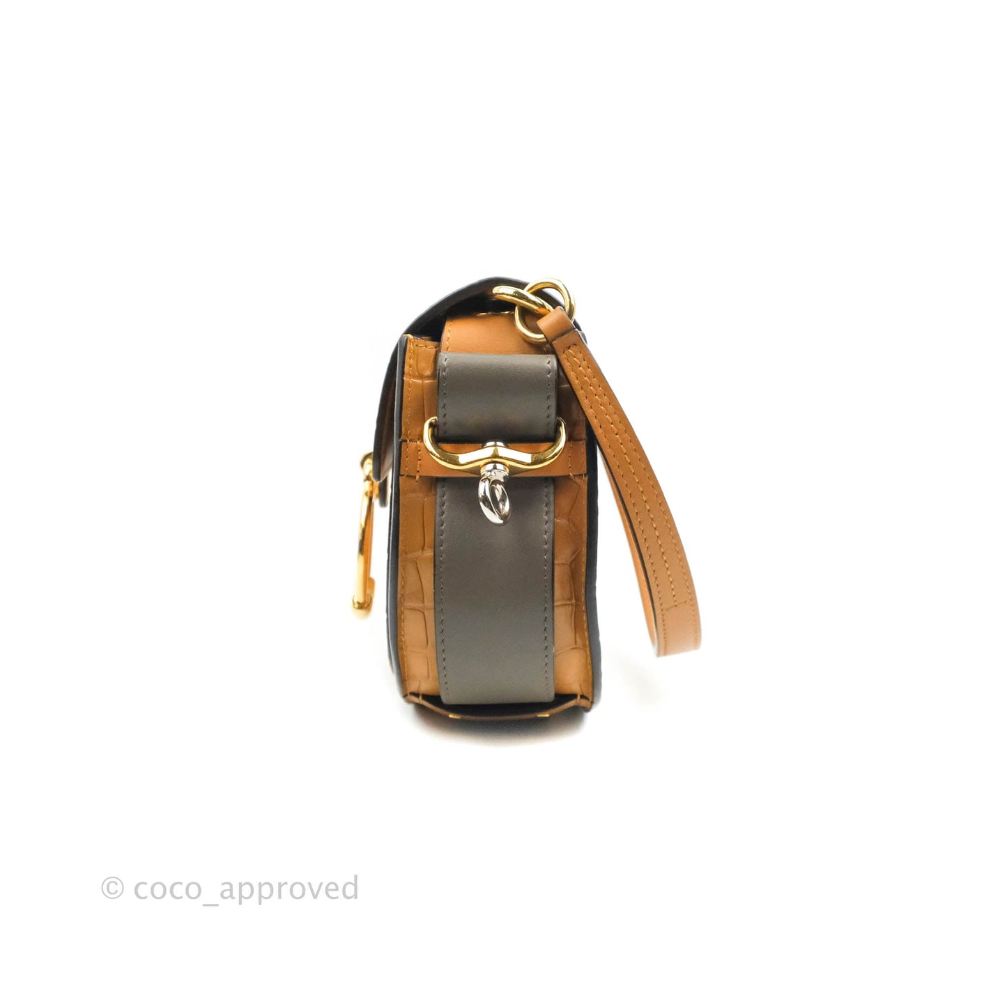 Chloe Small Croc-Embossed Tess Brown Bag
