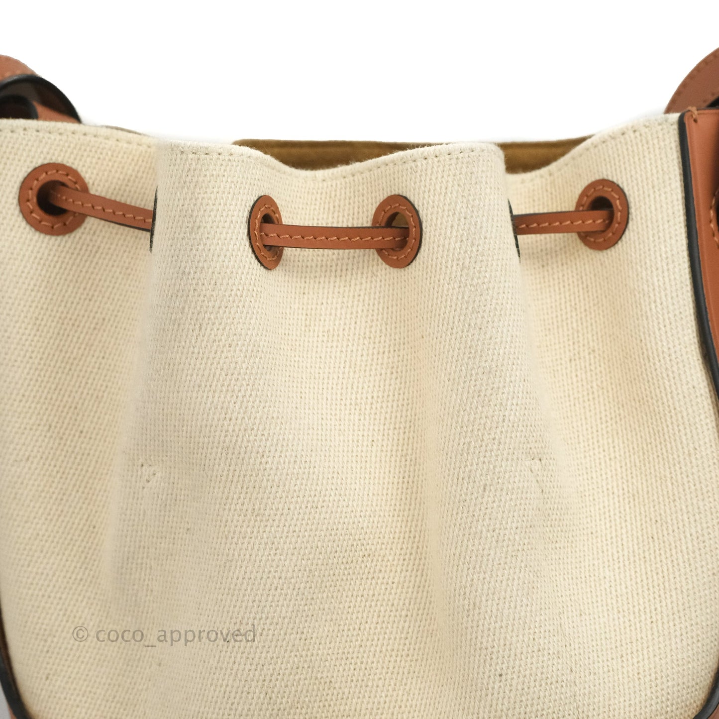 Loewe Small Balloon Bucket Bag Canvas Tan Calfskin