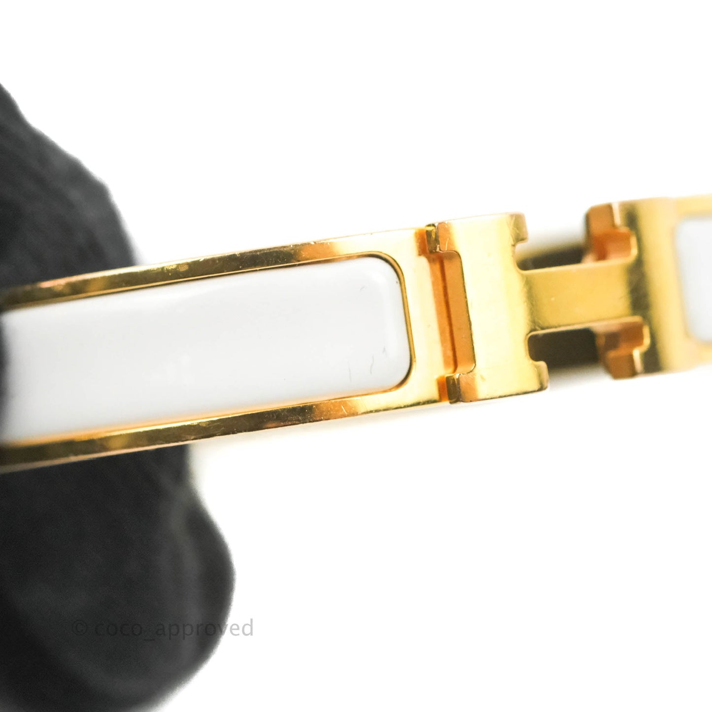 Hermès Clic H Bracelet White Rose Gold PM