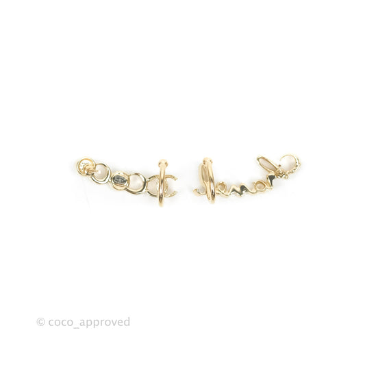 Chanel CC Coco Crystal Earrings Ear Clip Gold Tone 22P