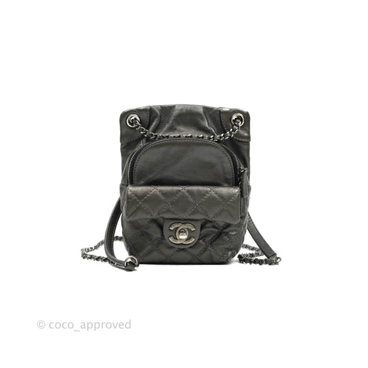 Chanel Chain Backpack Metallic Grey Lambskin Ruthenium Hardware