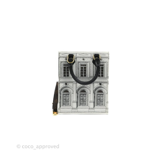 Louis Vuitton X Fornasetti Calfskin Architettura Petit Sac Plat Black White Gold Hardware