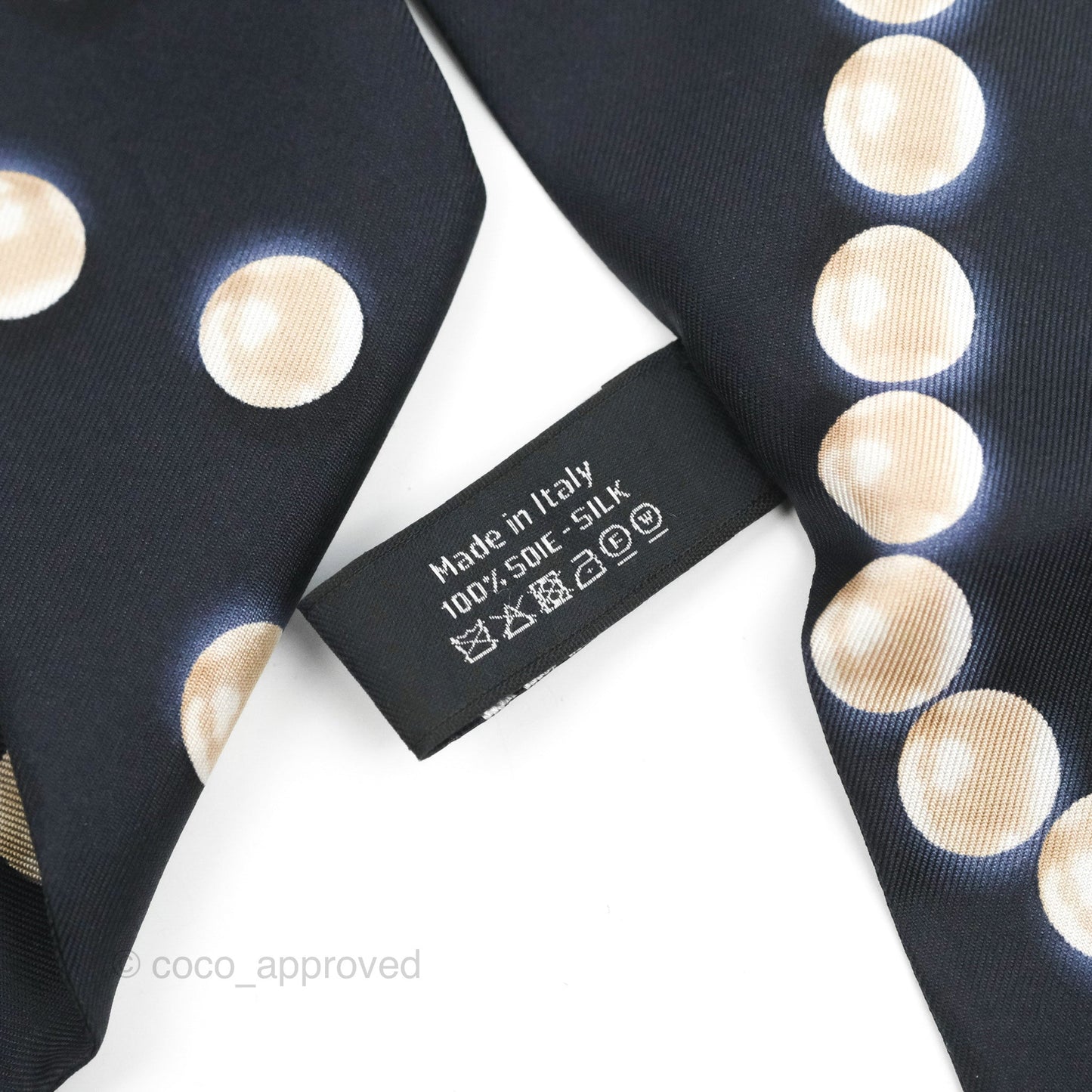 Chanel CC Pearl Print Silk Twilly Black