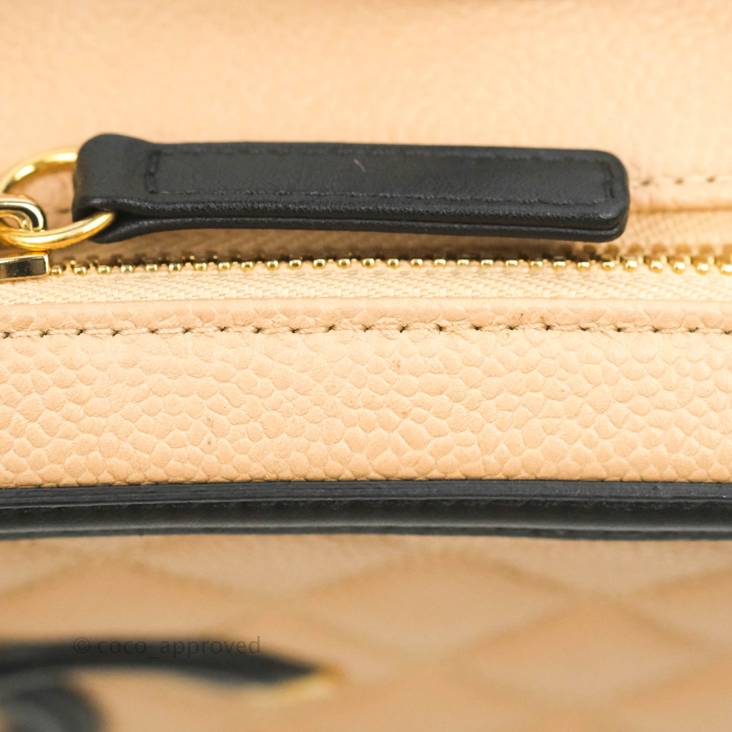 Chanel Quilted Large CC Filigree Vanity Case Beige Caviar Gold Hardware
