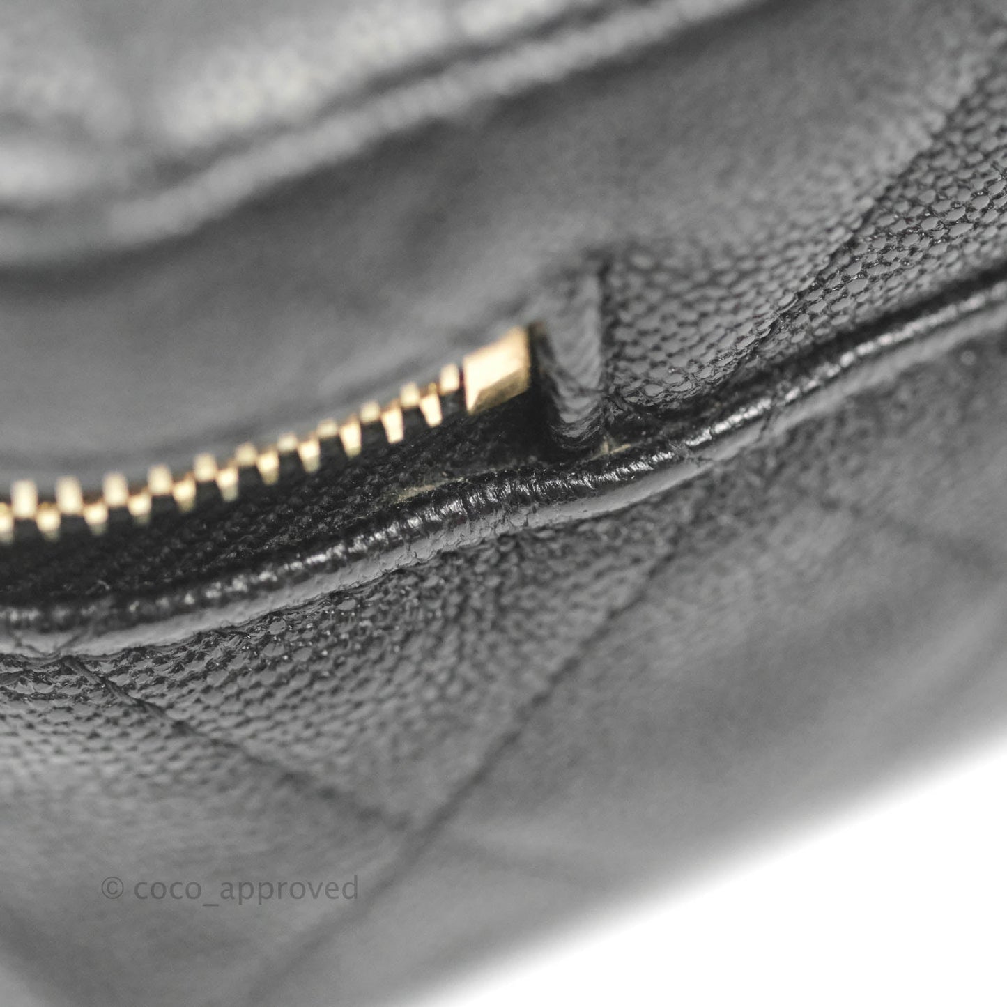 Chanel Quilted Mini Top Handle Vanity With Chain Black Caviar Aged Gold Hardware