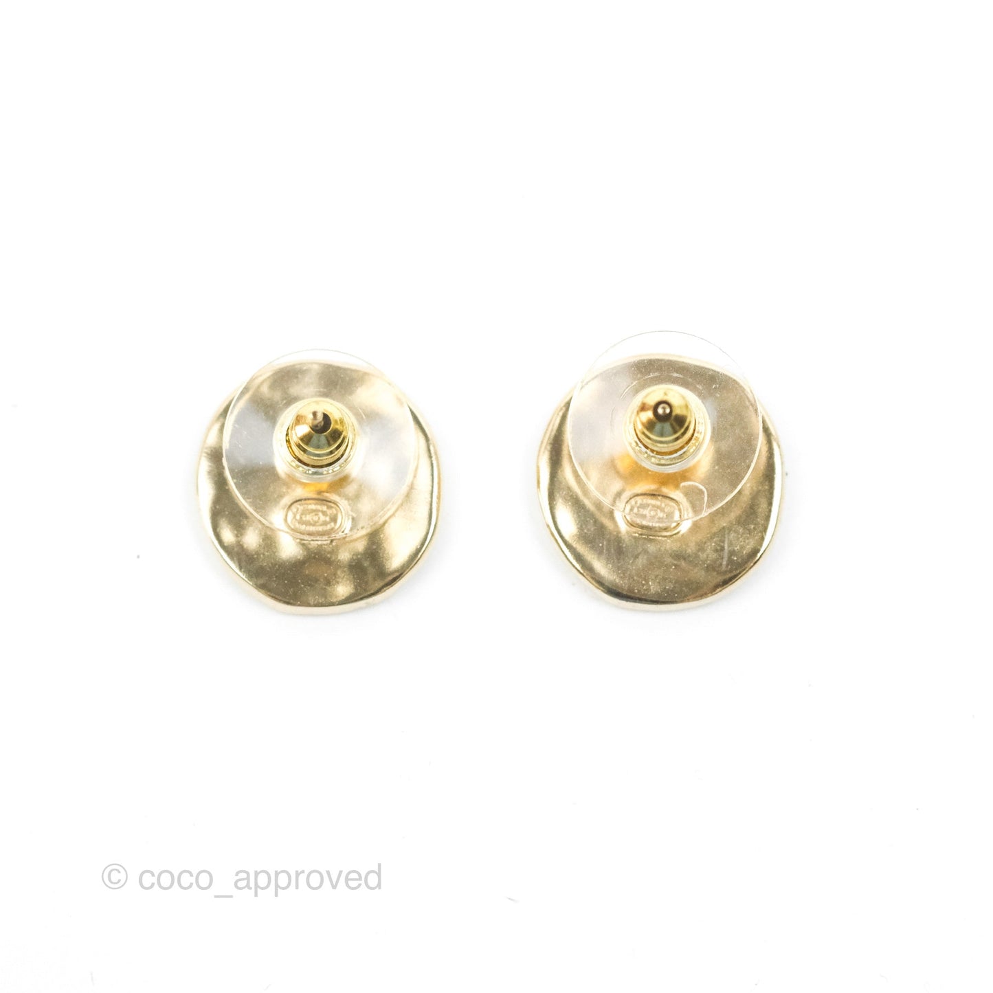 Chanel Round CC Crystal Earrings Gold Tone 21K
