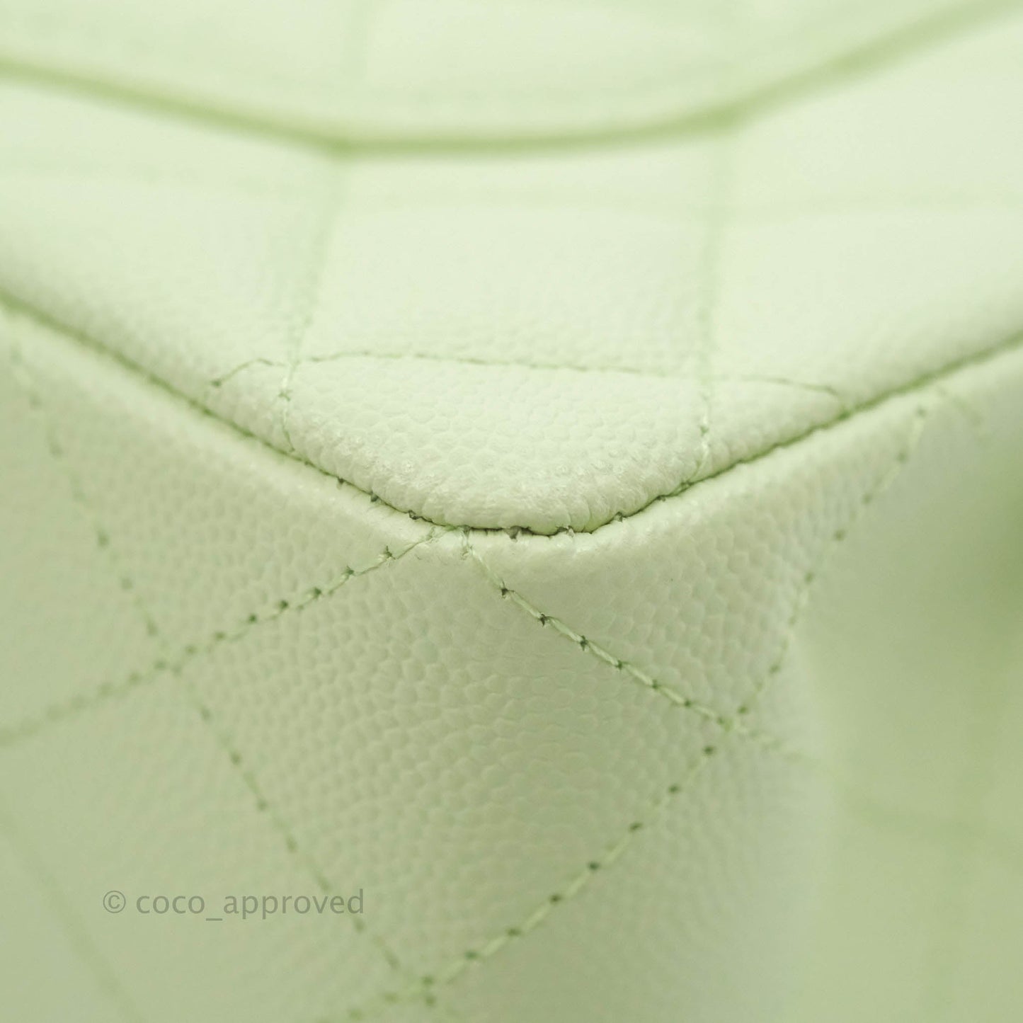 Chanel Small Classic Quilted Flap Pastel Green Caviar Gold Hardware