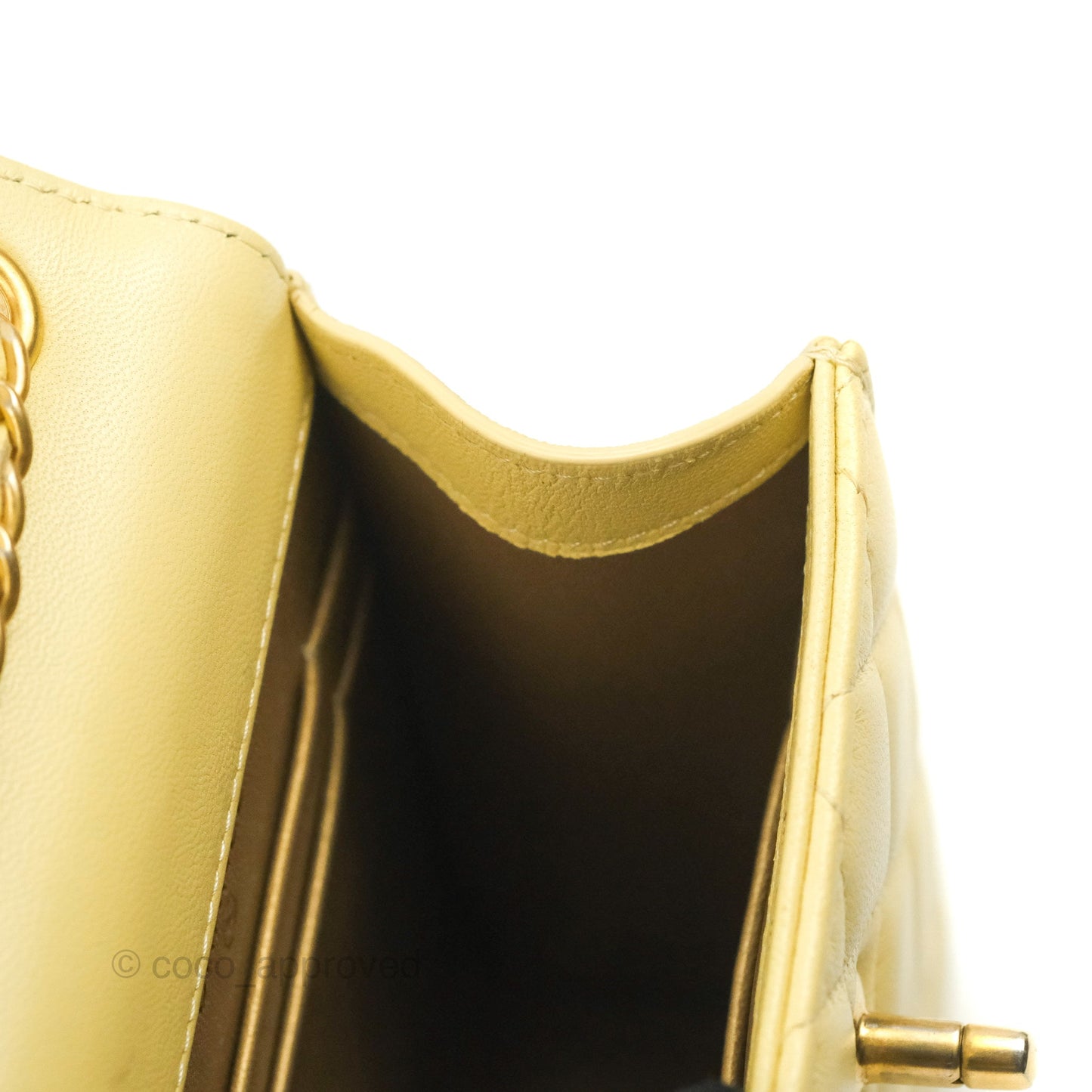 Chanel Quilted Pearl Crush Phone Holder With Chain Yellow Lambskin
