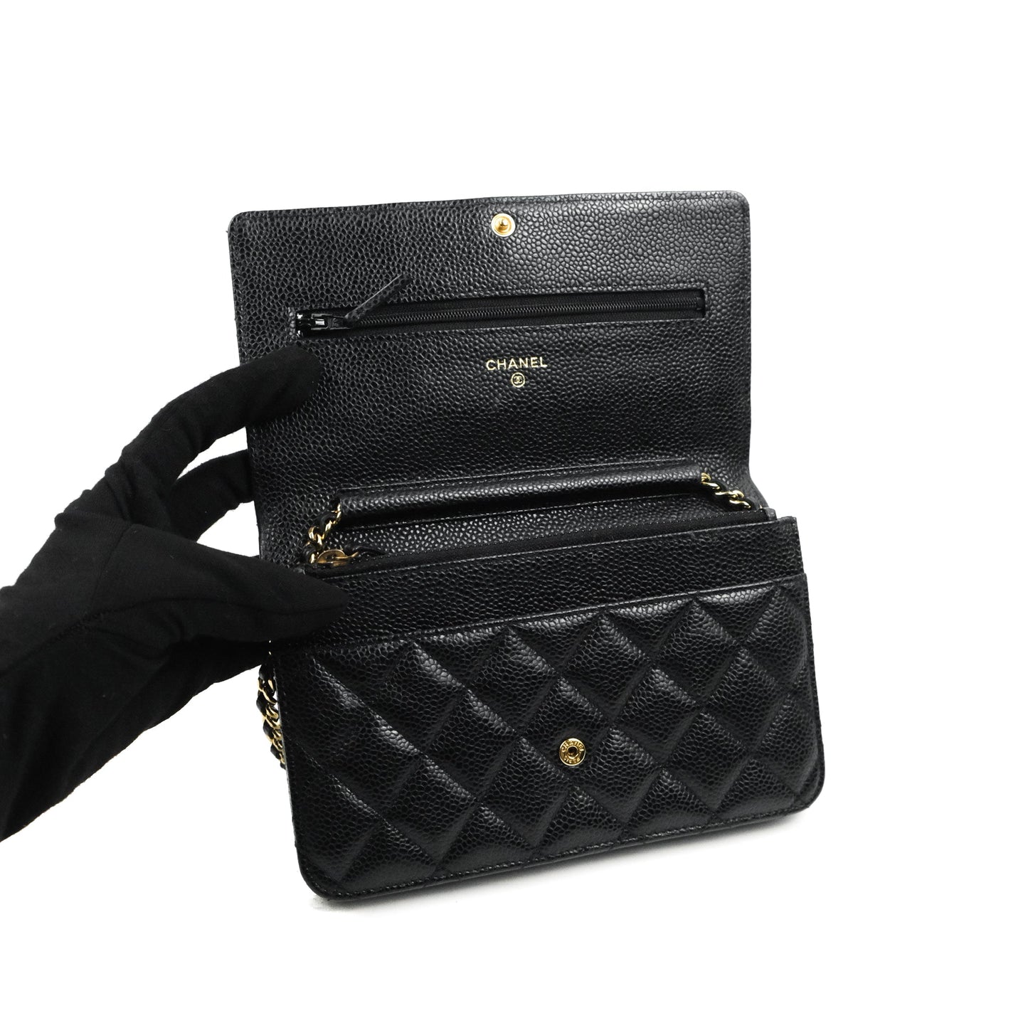 Chanel Quilted Classic WOC Black Caviar Gold Hardware