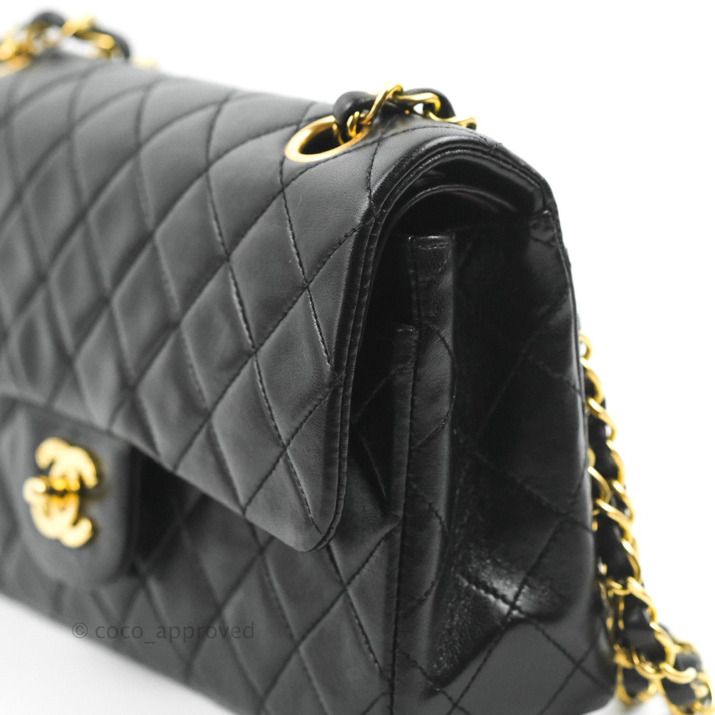 Chanel Vintage Classic Small S/M Flap Black Lambskin 24K Gold Hardware