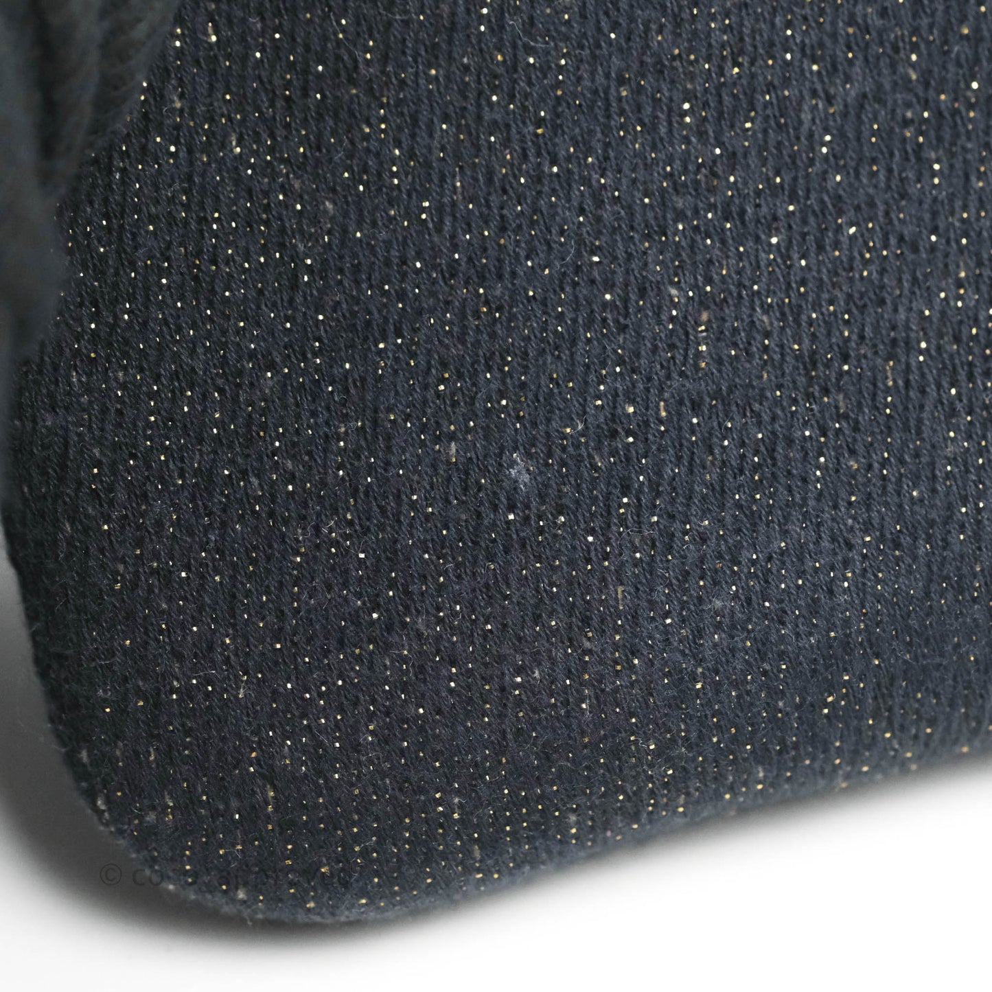 Chanel Mini Deauville O Case Navy Glitter Canvas Gold Hardware