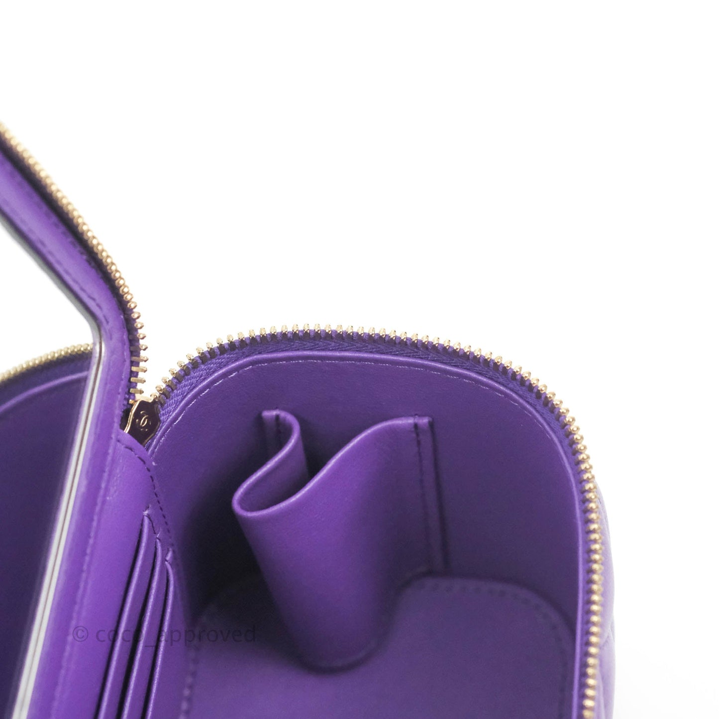 Chanel Vanity Rectangular Top Handle Purple Lambskin Gold Hardware