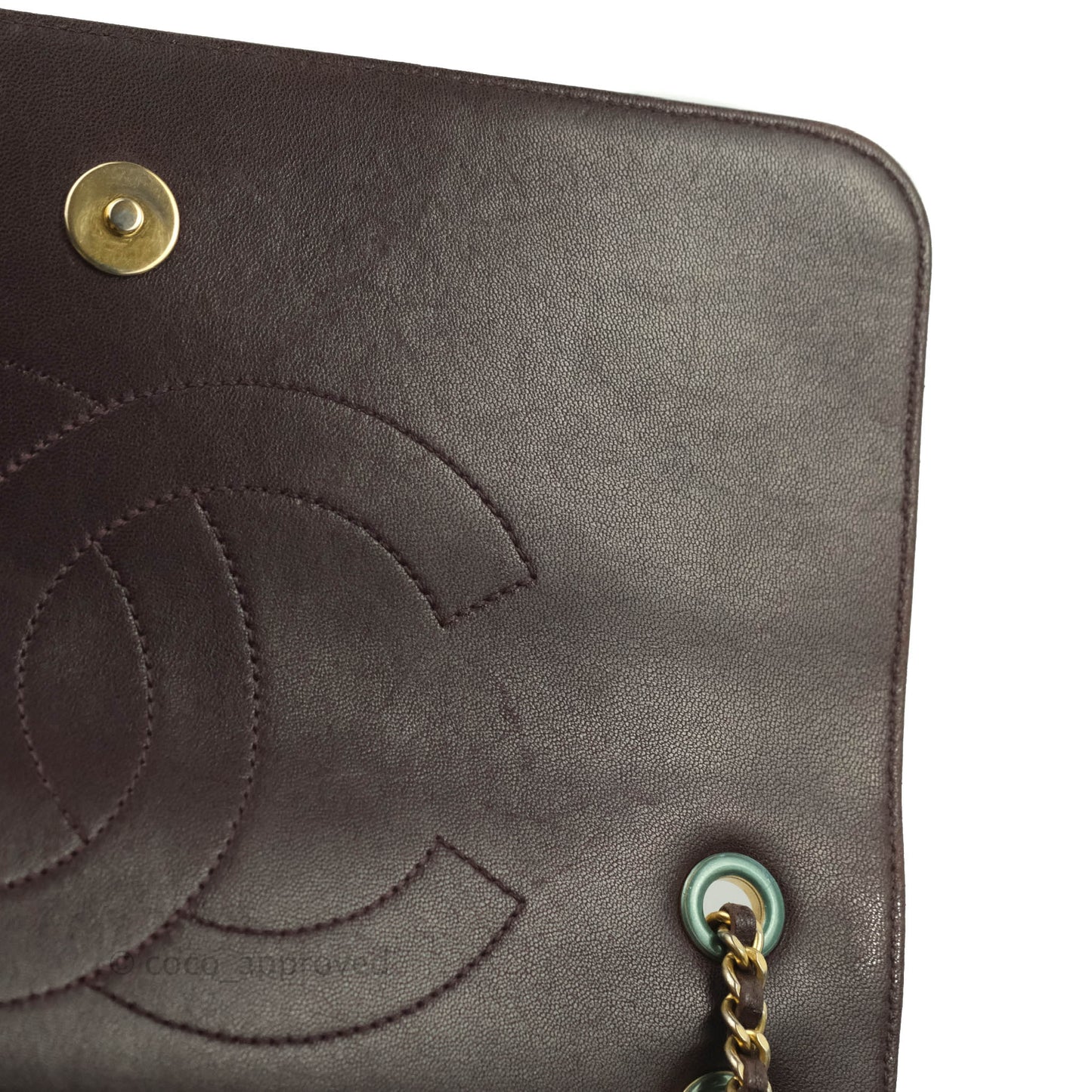 Chanel CC Signature Flap Bag Diagonal Burgundy Calfskin Aged Gold Hardware
