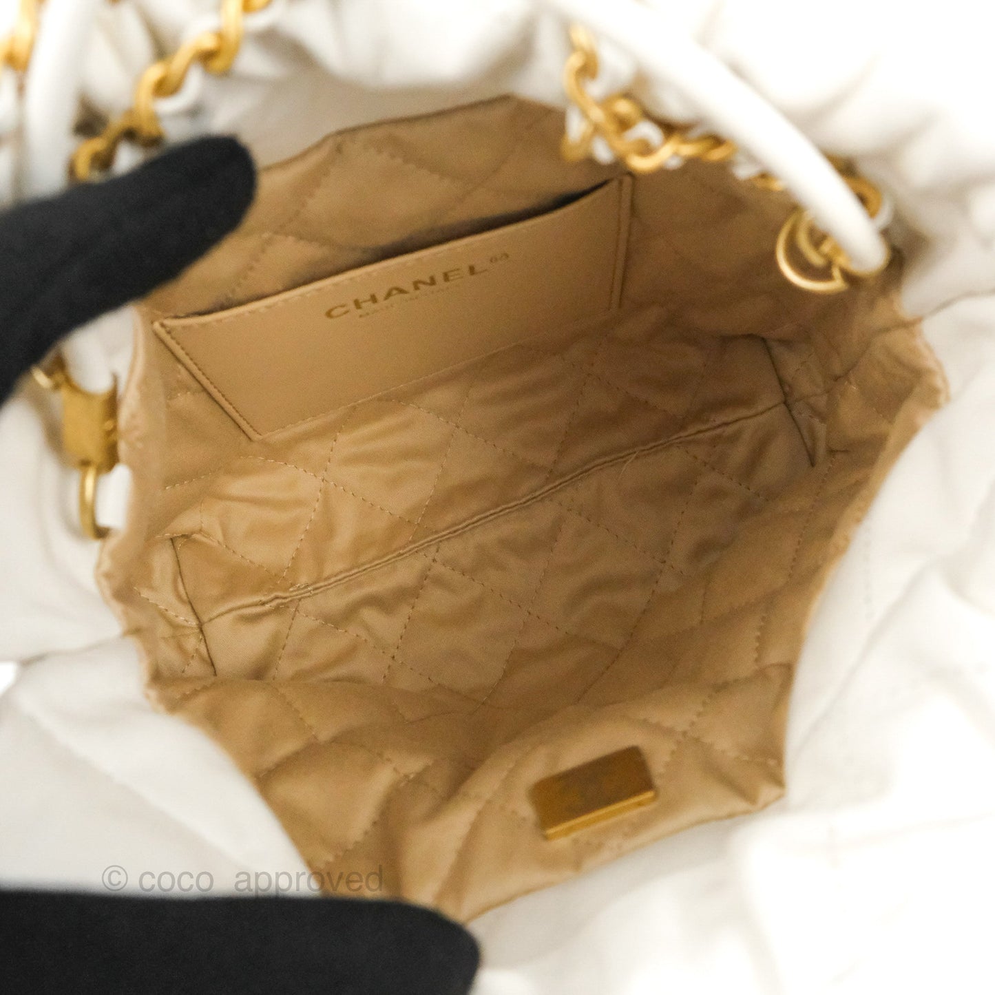 Chanel 22 Mini Bag White Crumpled Calfskin
