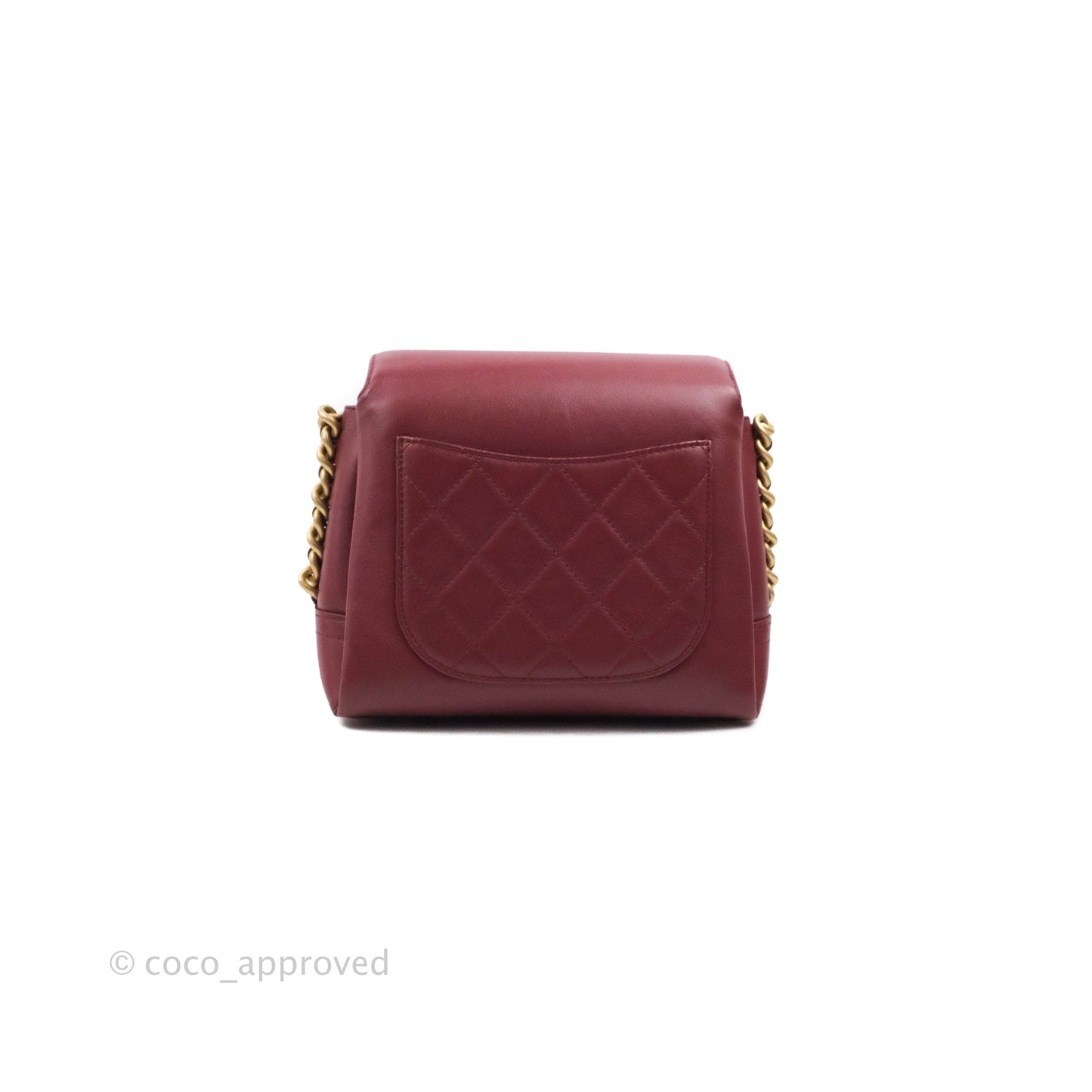 Chanel Flap Bag Dark Red Calfskin Aged Gold Hardware
