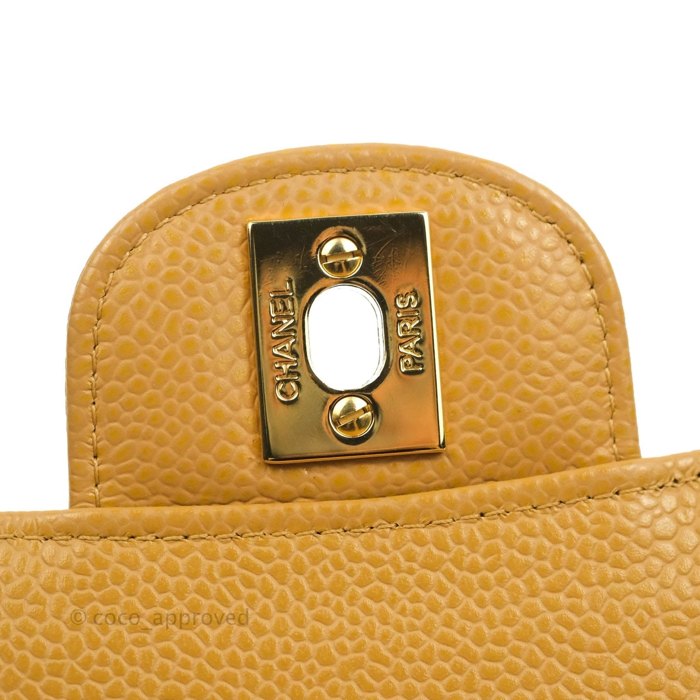 Chanel S/M Small Classic Quilted Flap Dark Beige Caviar 24K Gold Hardware