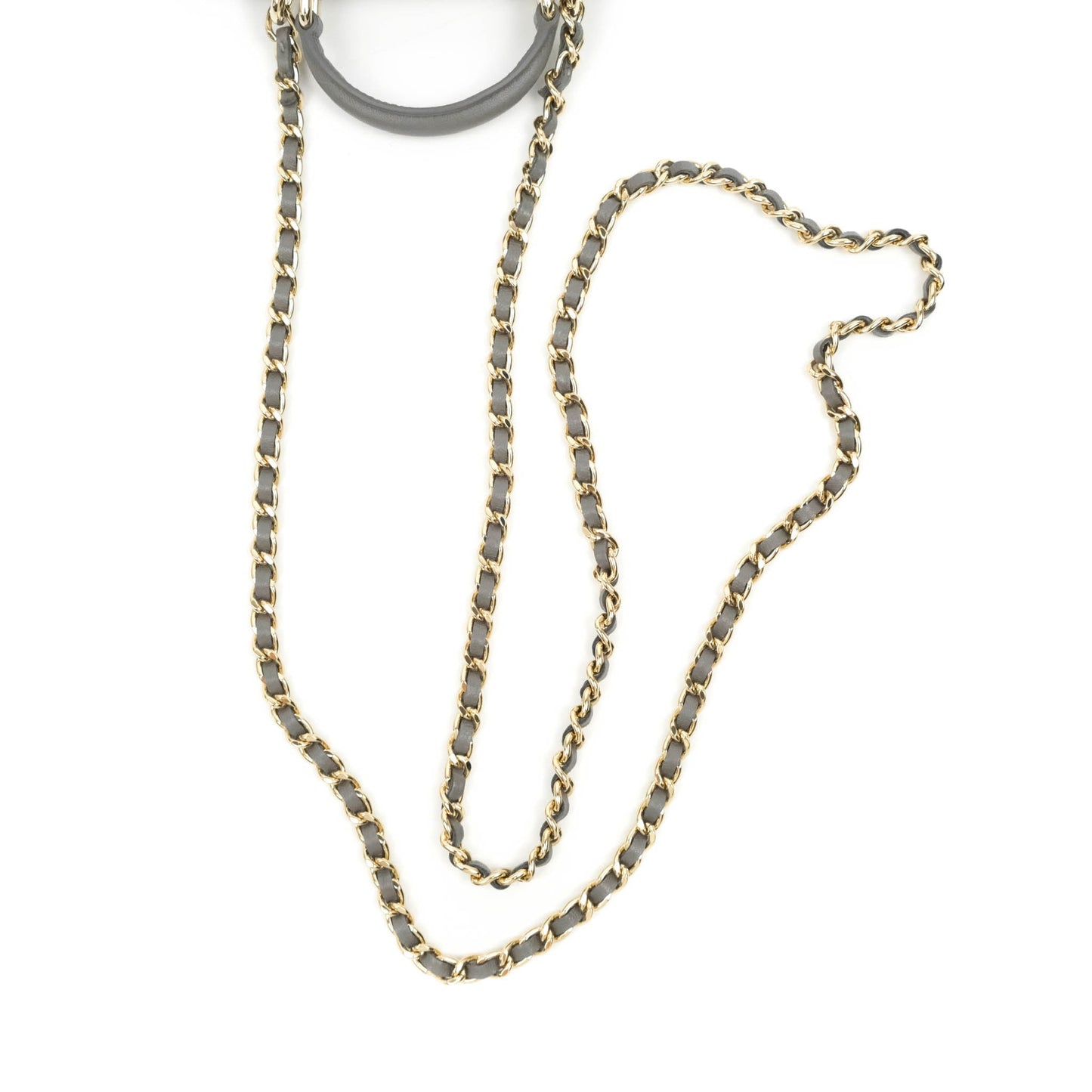 Chanel Mini Handle Clutch With Chain Grey Lambskin Gold Hardware