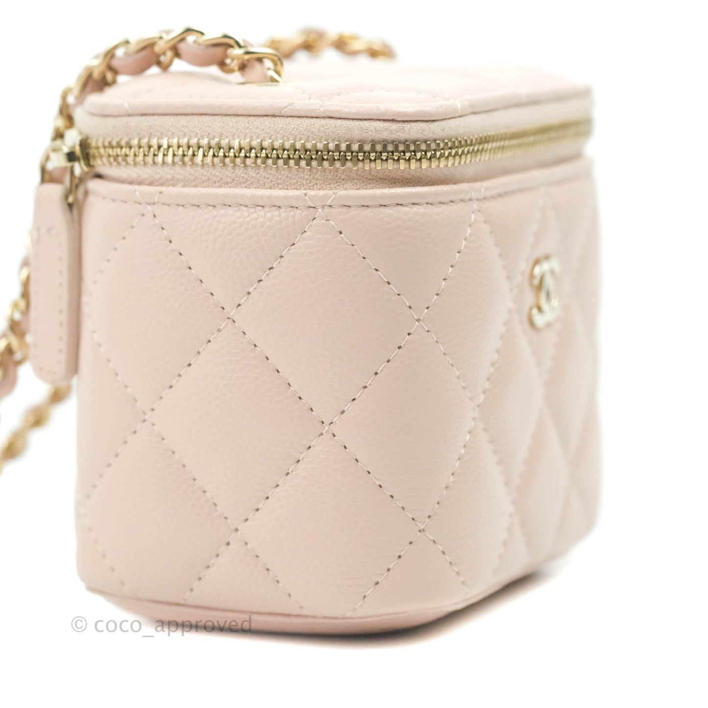 Chanel Classic Mini Vanity With Chain Light Pink Caviar Gold Hardware