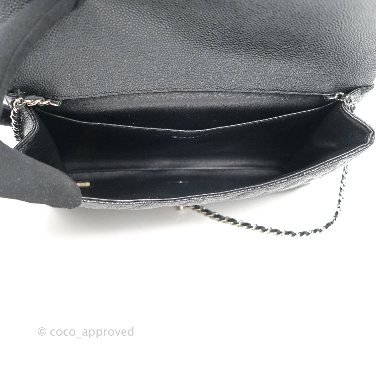Chanel Quilted Clutch with Chain Black Caviar Silver Hardware