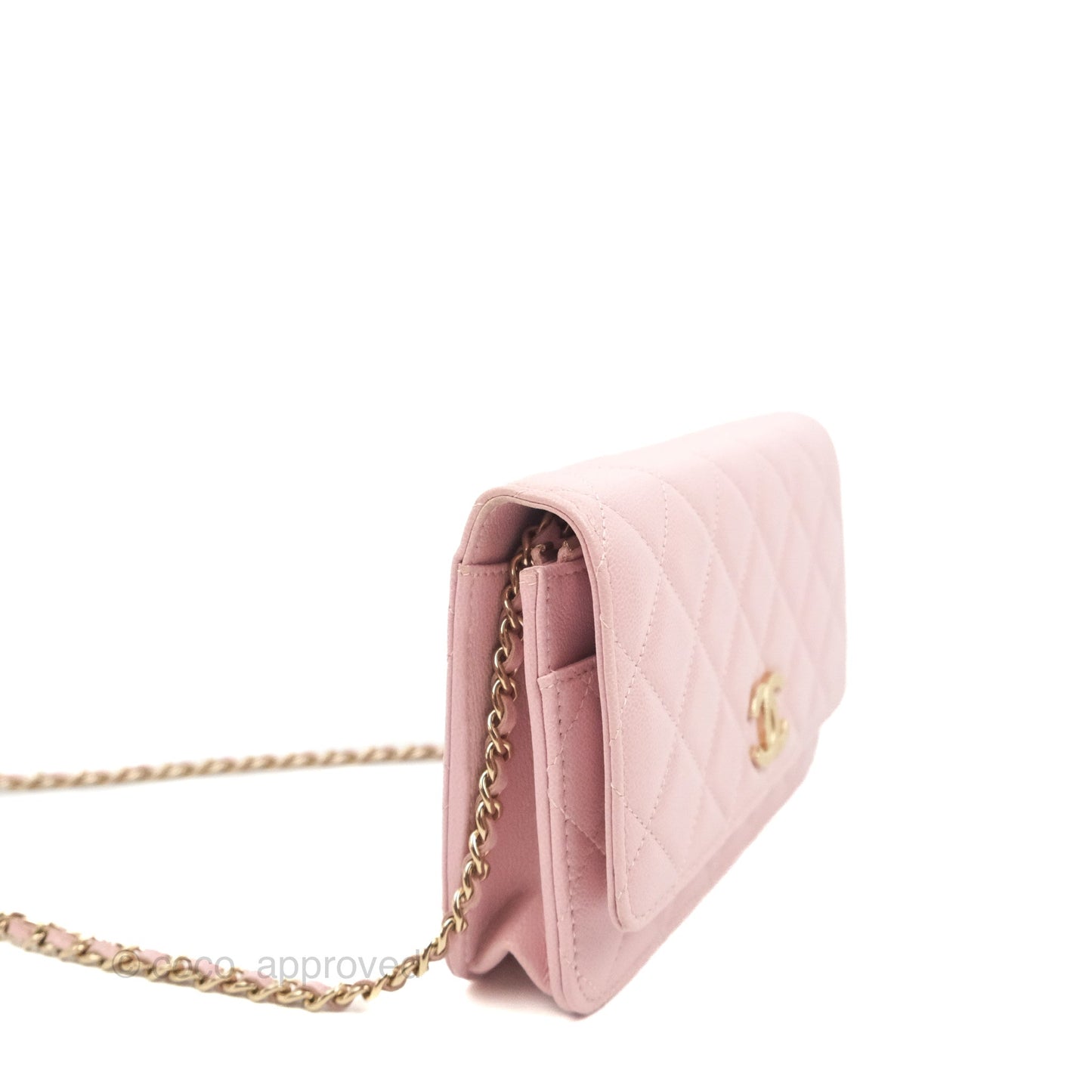 Chanel Quilted Wallet on Chain WOC Light Pink Caviar Gold Hardware