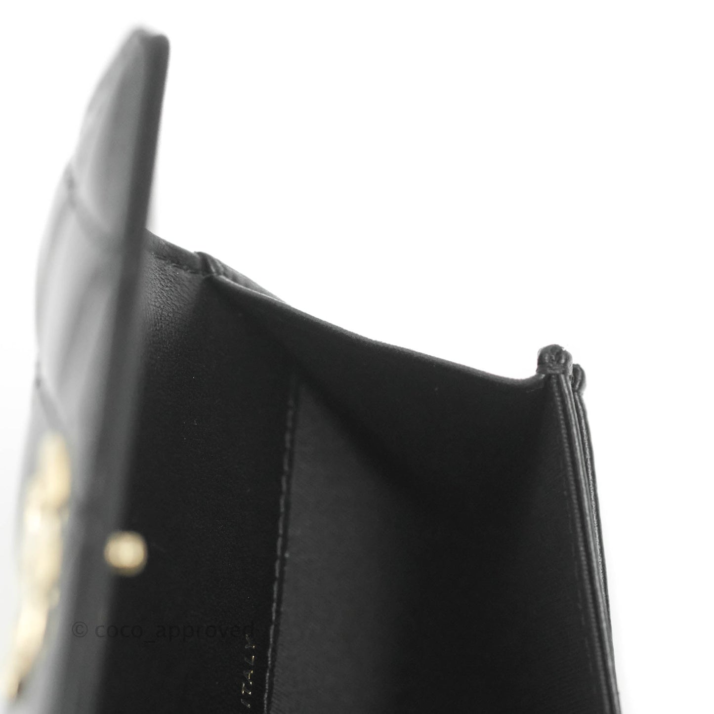 Chanel Quilted Flap Card Holder Black Patent Lambskin Gold Hardware