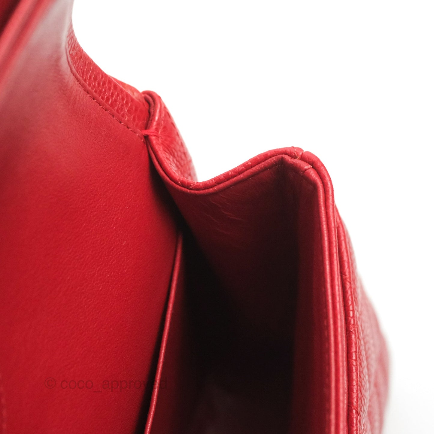 Chanel Classic M/L Medium Flap Quilted Red Caviar Silver Hardware