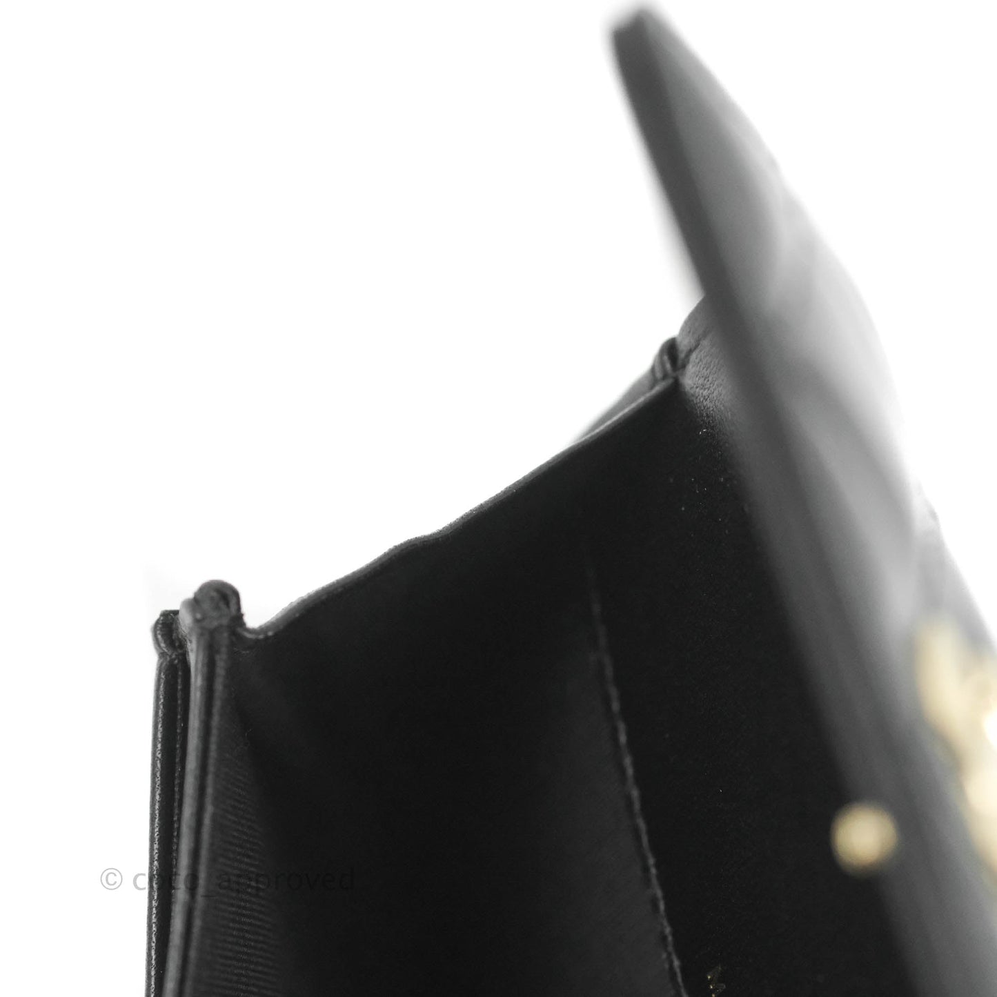 Chanel Quilted Flap Card Holder Black Patent Lambskin Gold Hardware