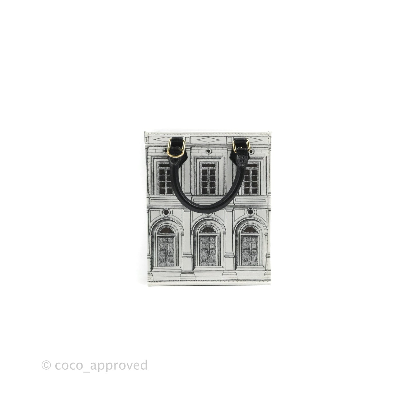 Louis Vuitton X Fornasetti Calfskin Architettura Petit Sac Plat Black White Gold Hardware